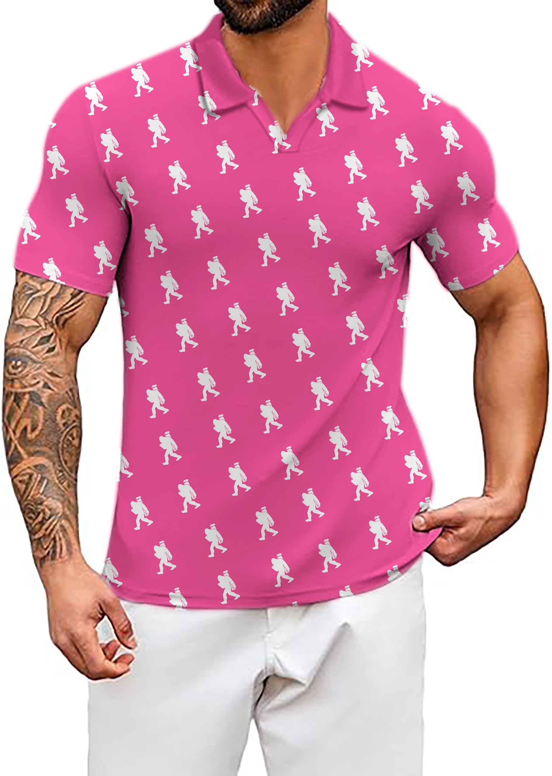 Men's Bigfoot V Neck Golf Polo Shirts