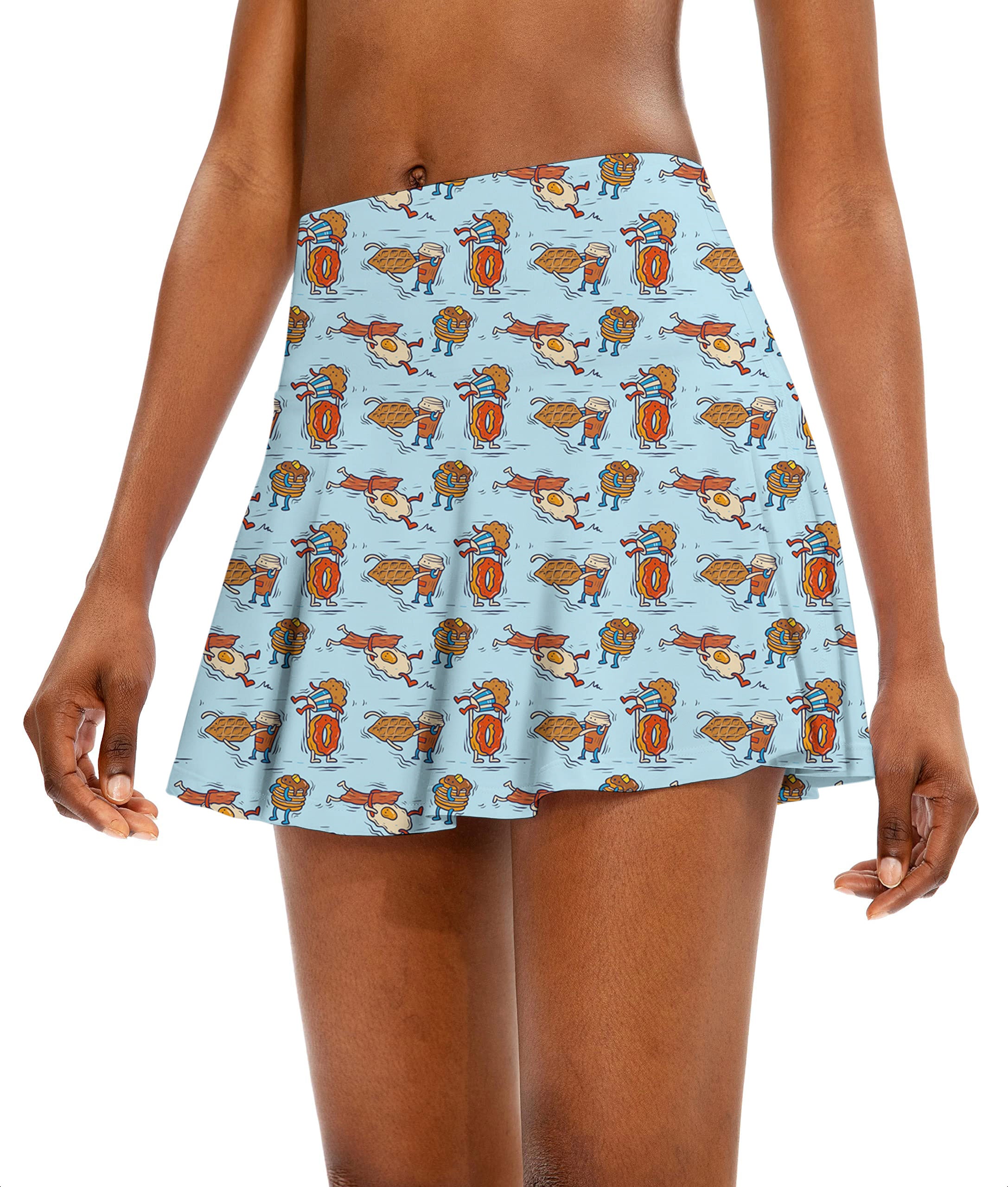 Breakfast Brawl Women's Athletic Golf Skorts Flared Skirts