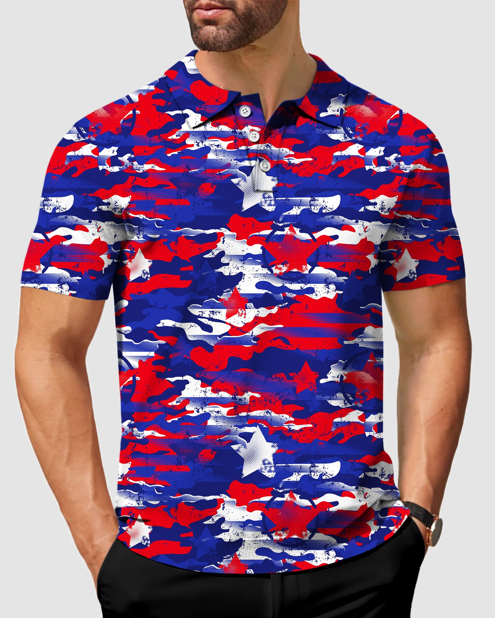 Men's USA camo golf polo