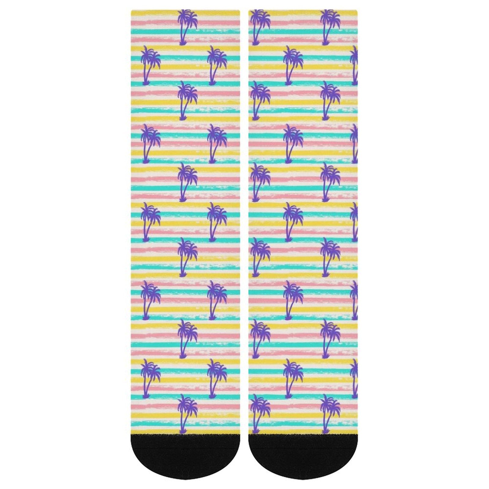 Striped Summer Palm tree Prined socks Gifts for Men Women