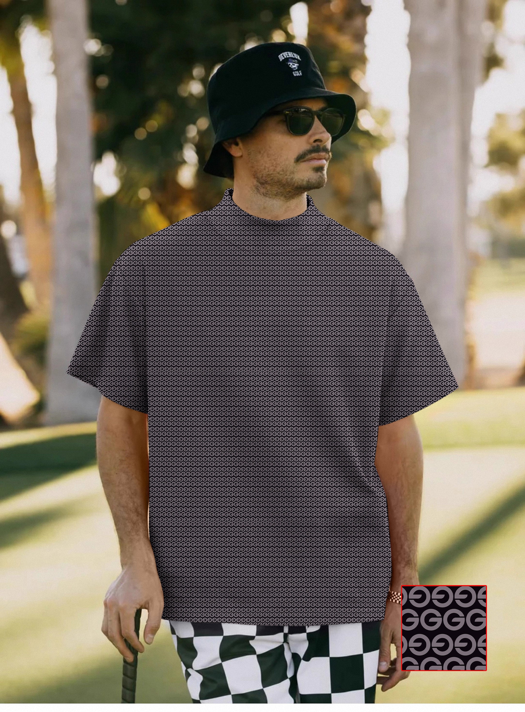 Men's Brown G Pullover High neck Long/Short sleeve T-Shirt