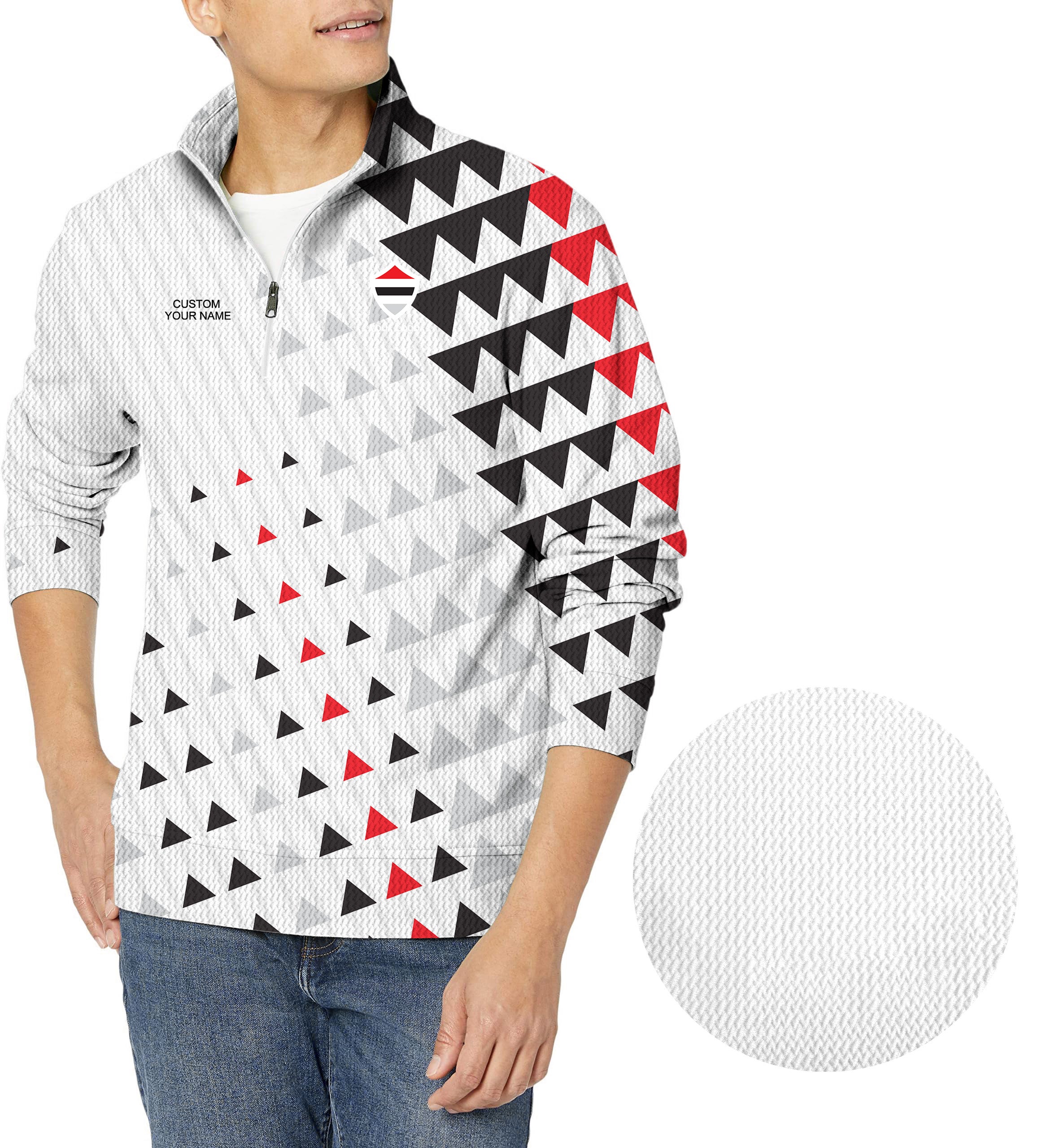 black red sport Team-Men's Golf Waffle Zipper Pullover