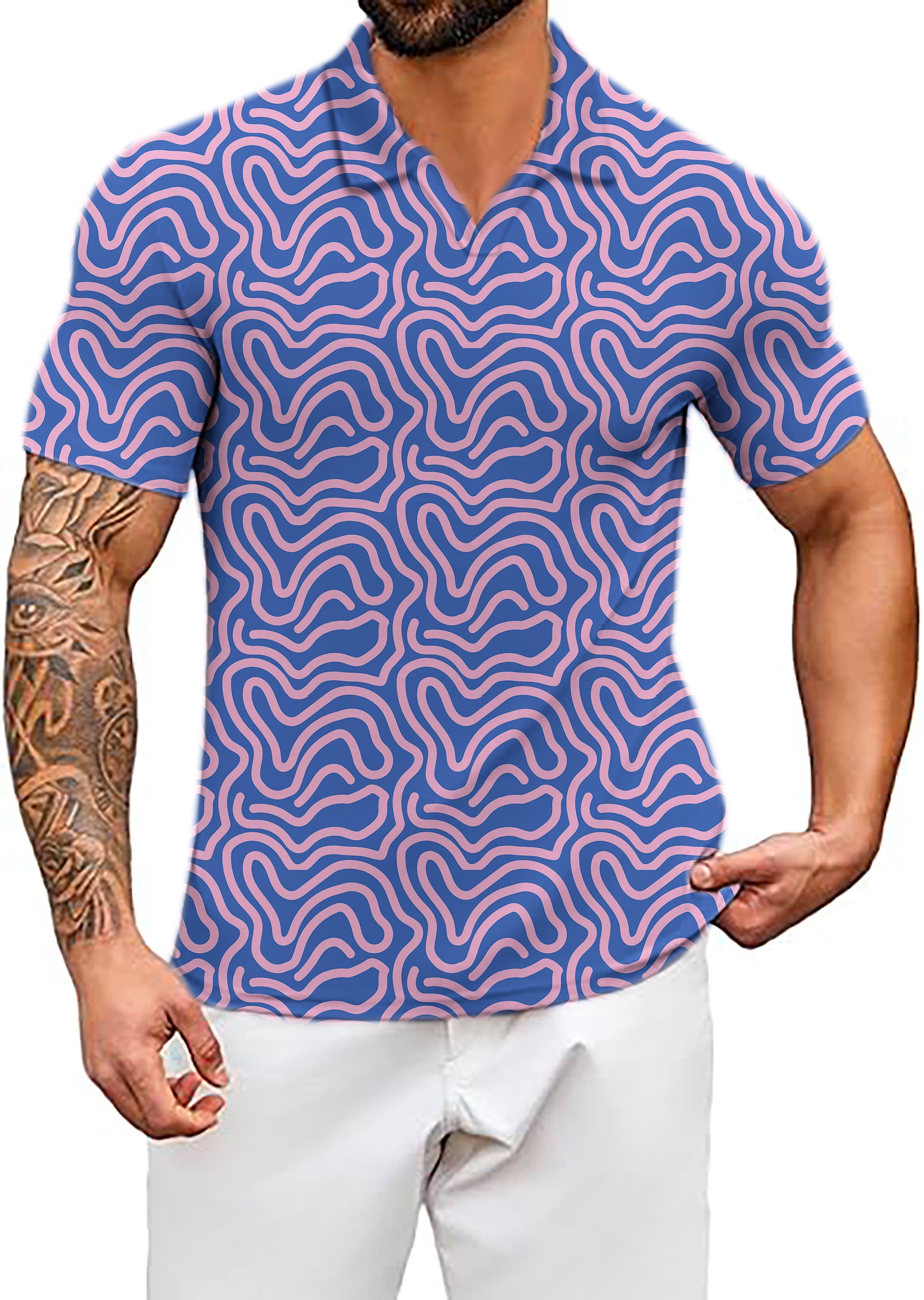 Men's Maze craze V Neck Golf Polo Shirts