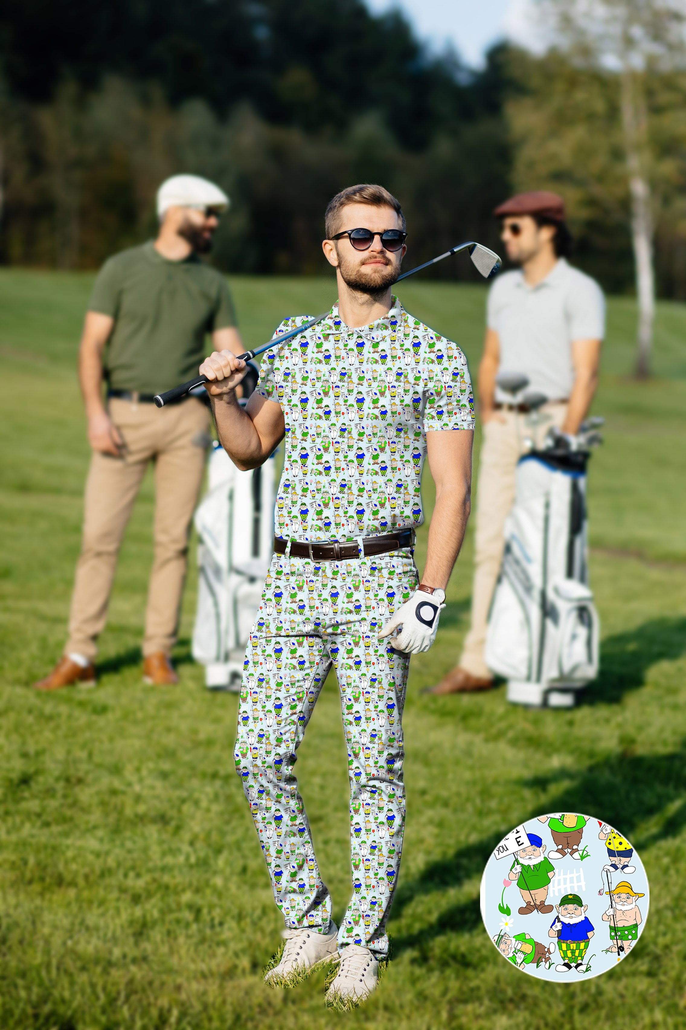 Men's Golf Set Polo+Pants  Gnome Garden Open Designer style