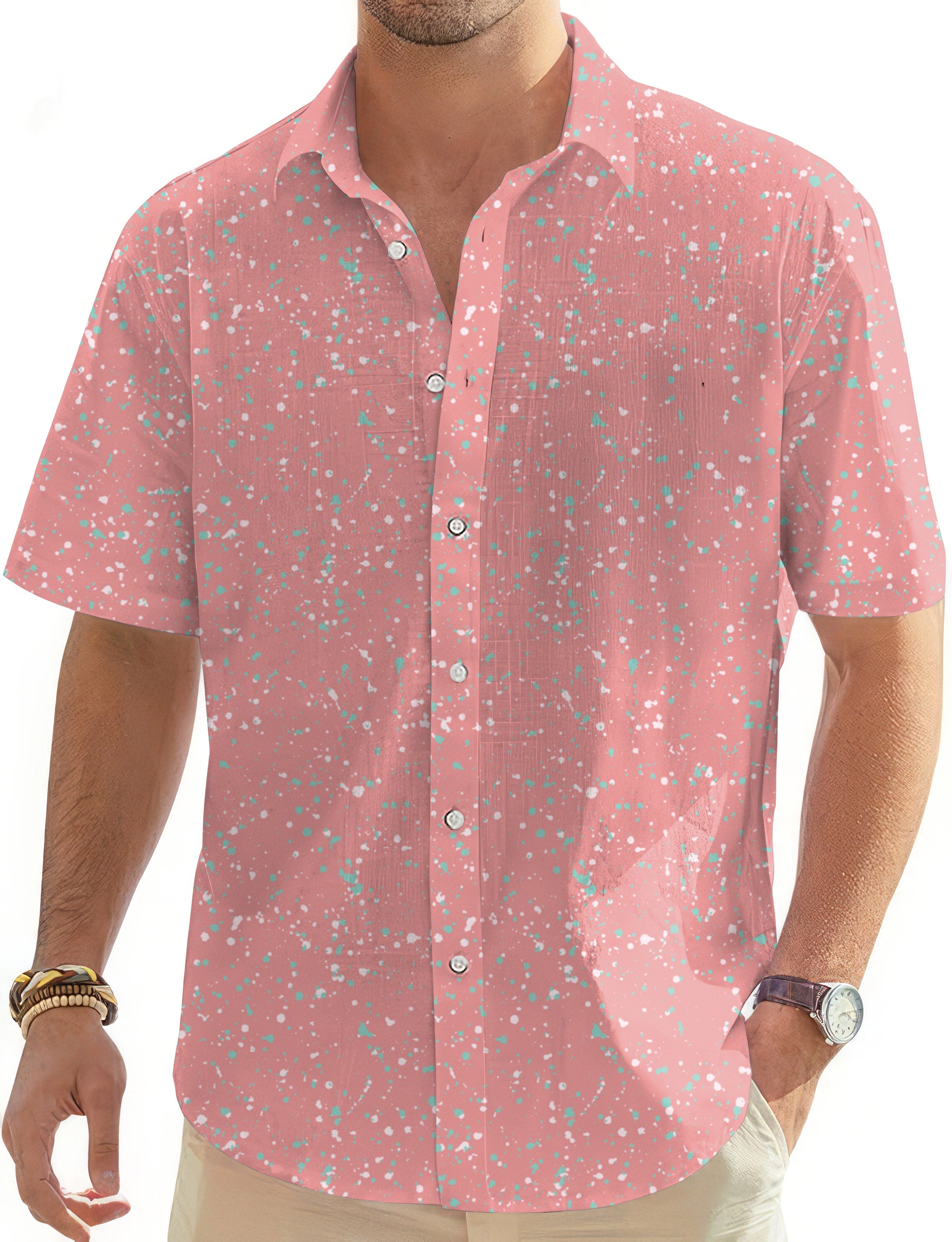 Paint Splatter-Men's Golf Hawaiian Shirts Button Down Shirt