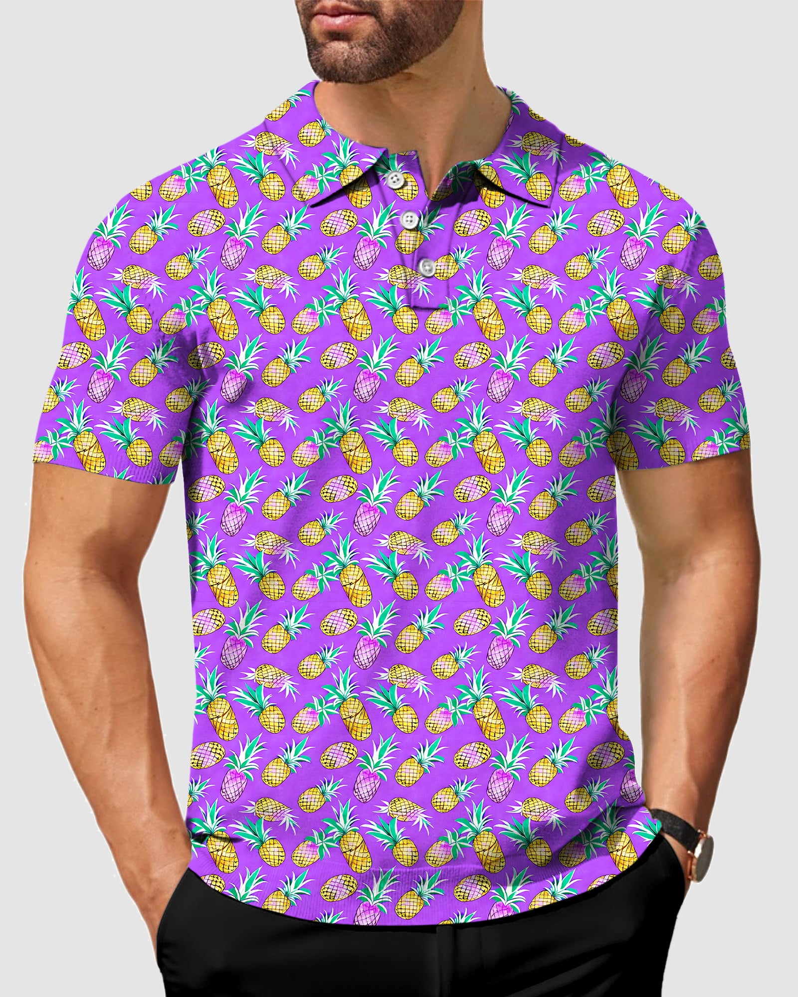 Men's Purple Pineapple golf polo