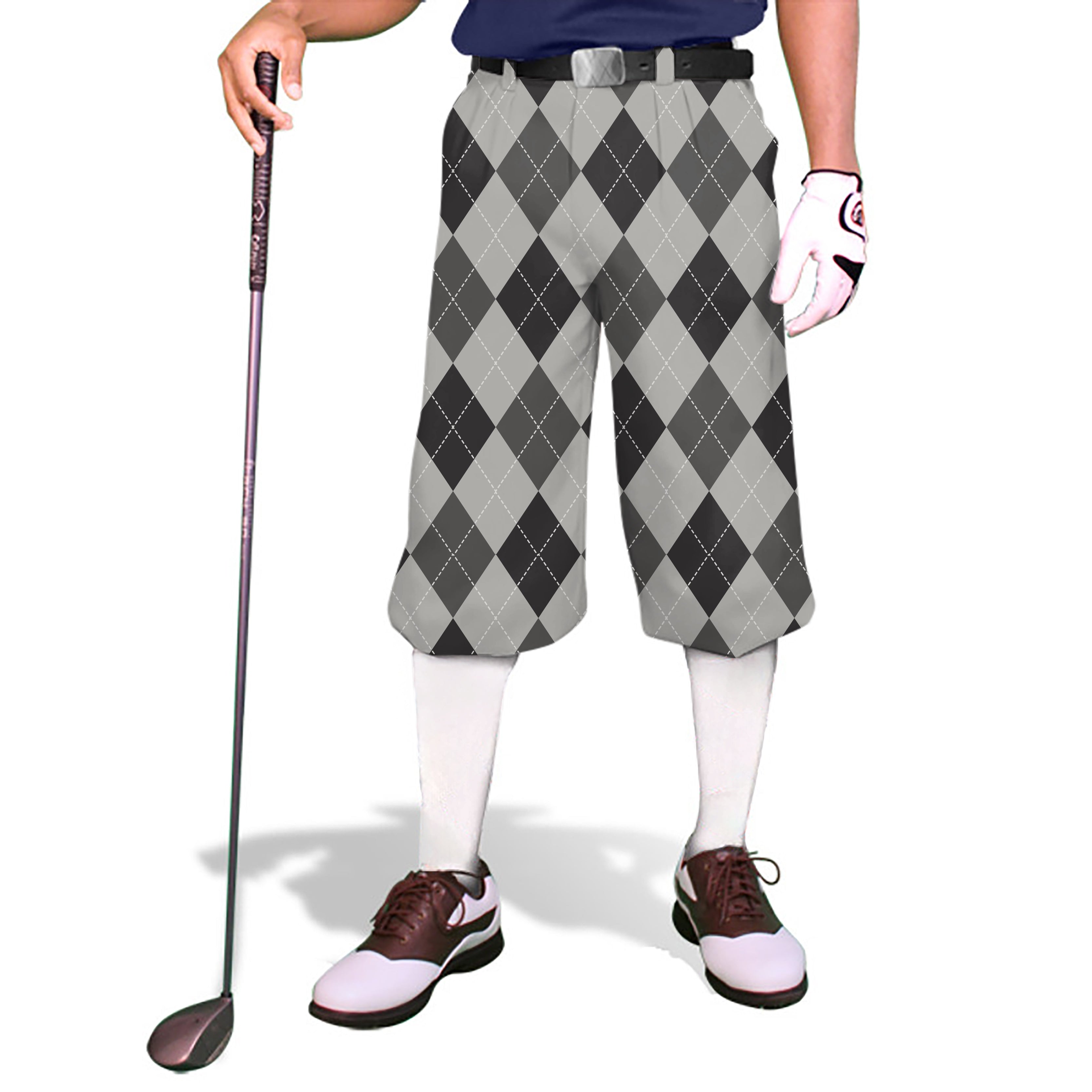 grey Argyle-Men's Golf Knickers Pants