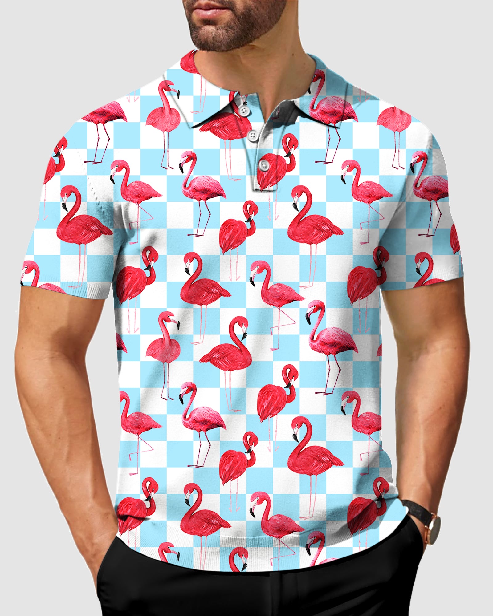 Men's Flamingo golf polo