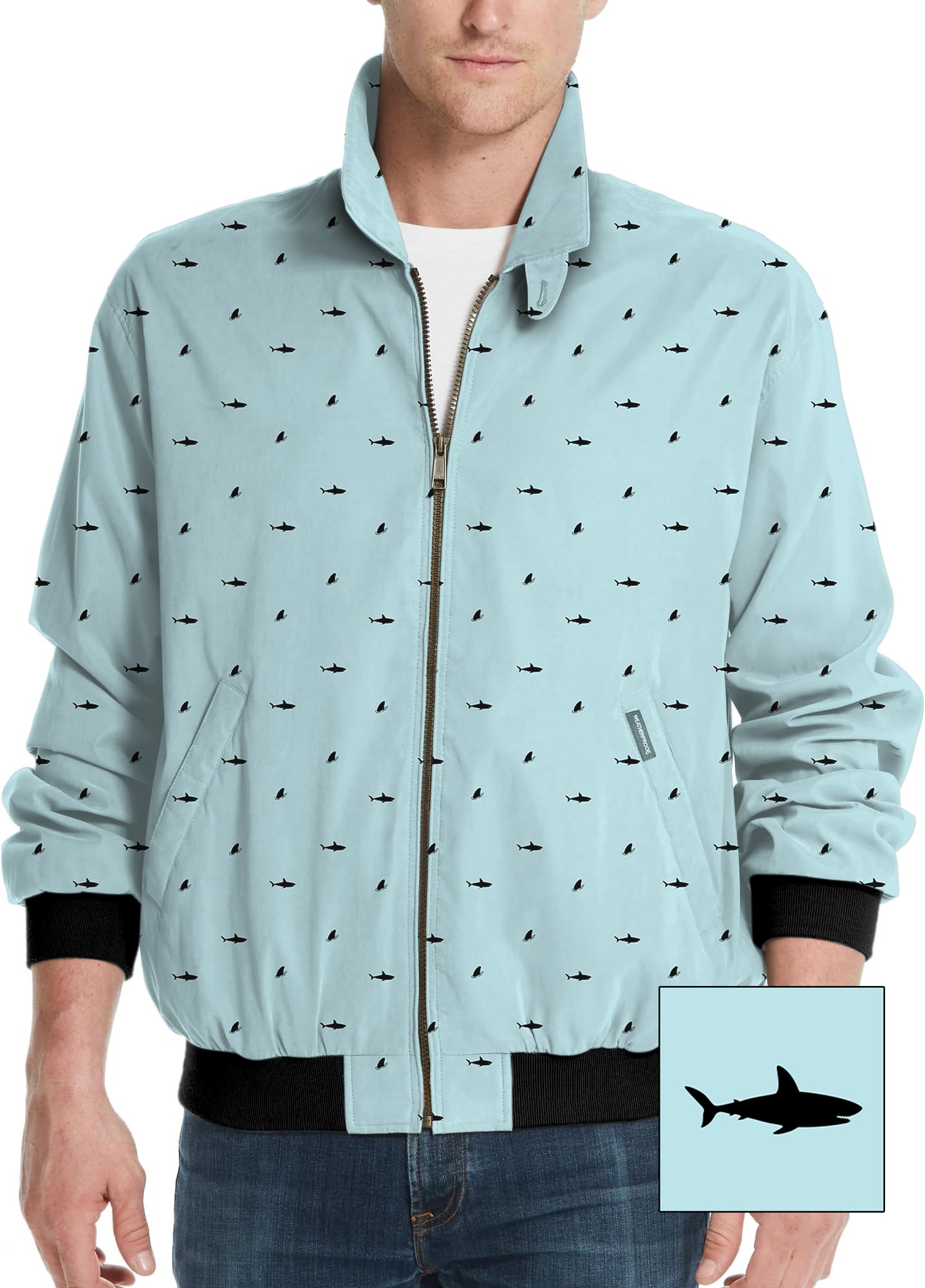 Black Shark and Fin Custom The Background Color Men's Golf Windbreaker Light Jacket