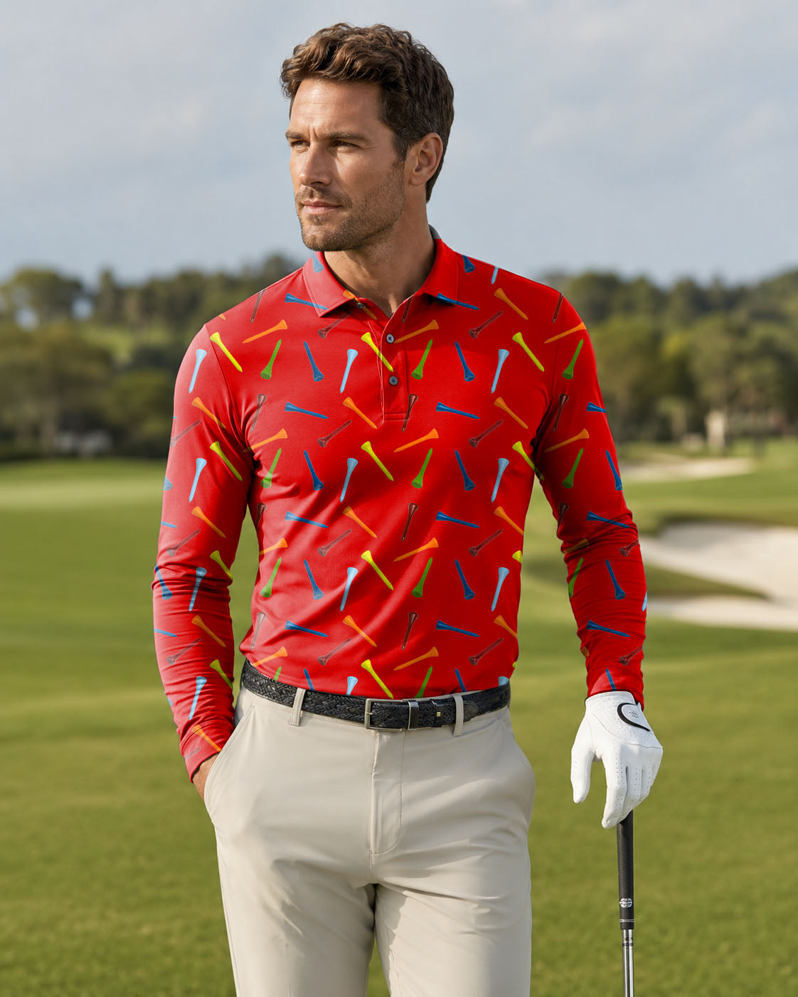 Men's golf dings golf Long-sleeved Polo
