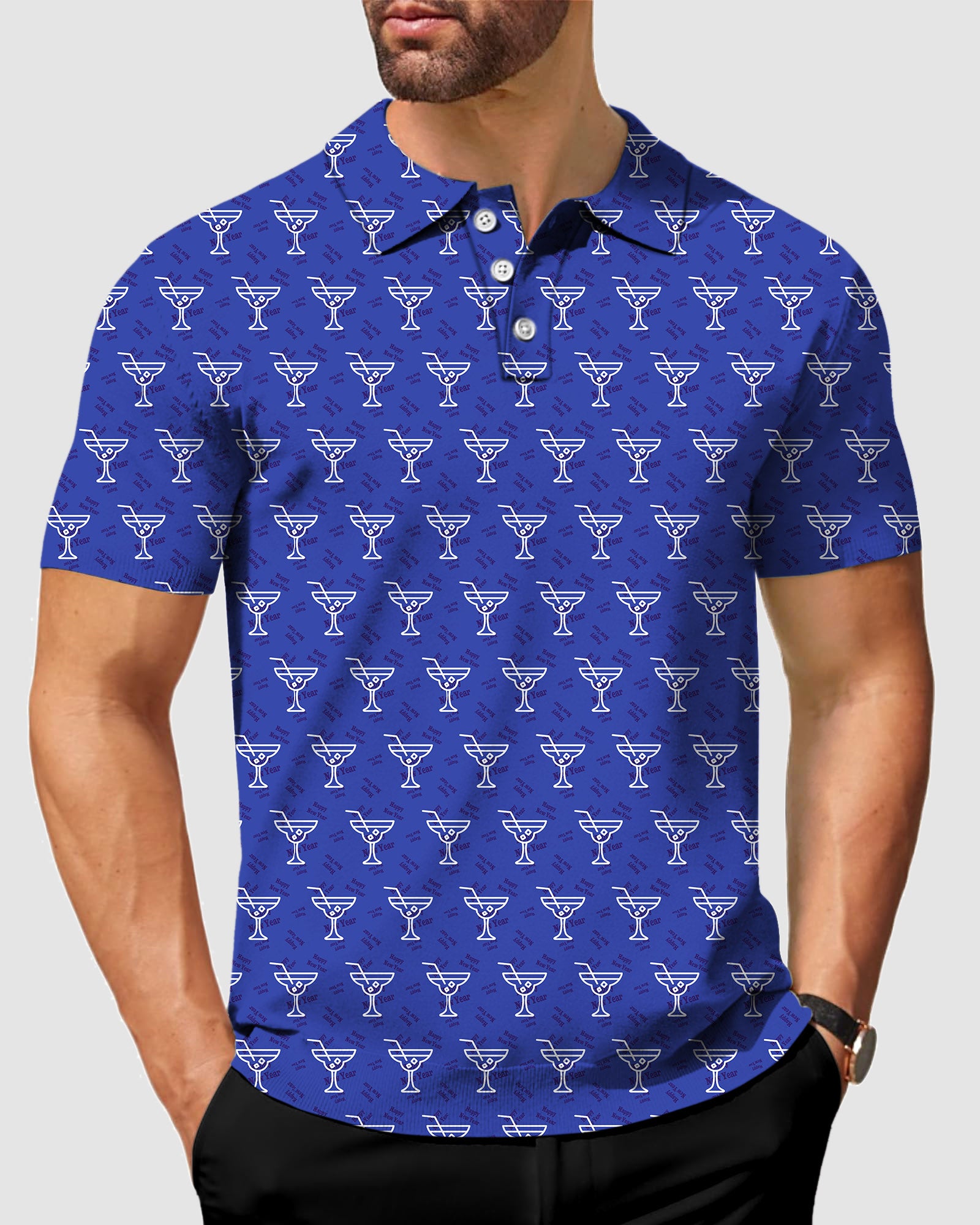 Men's Happy New Year drink Golf Polo