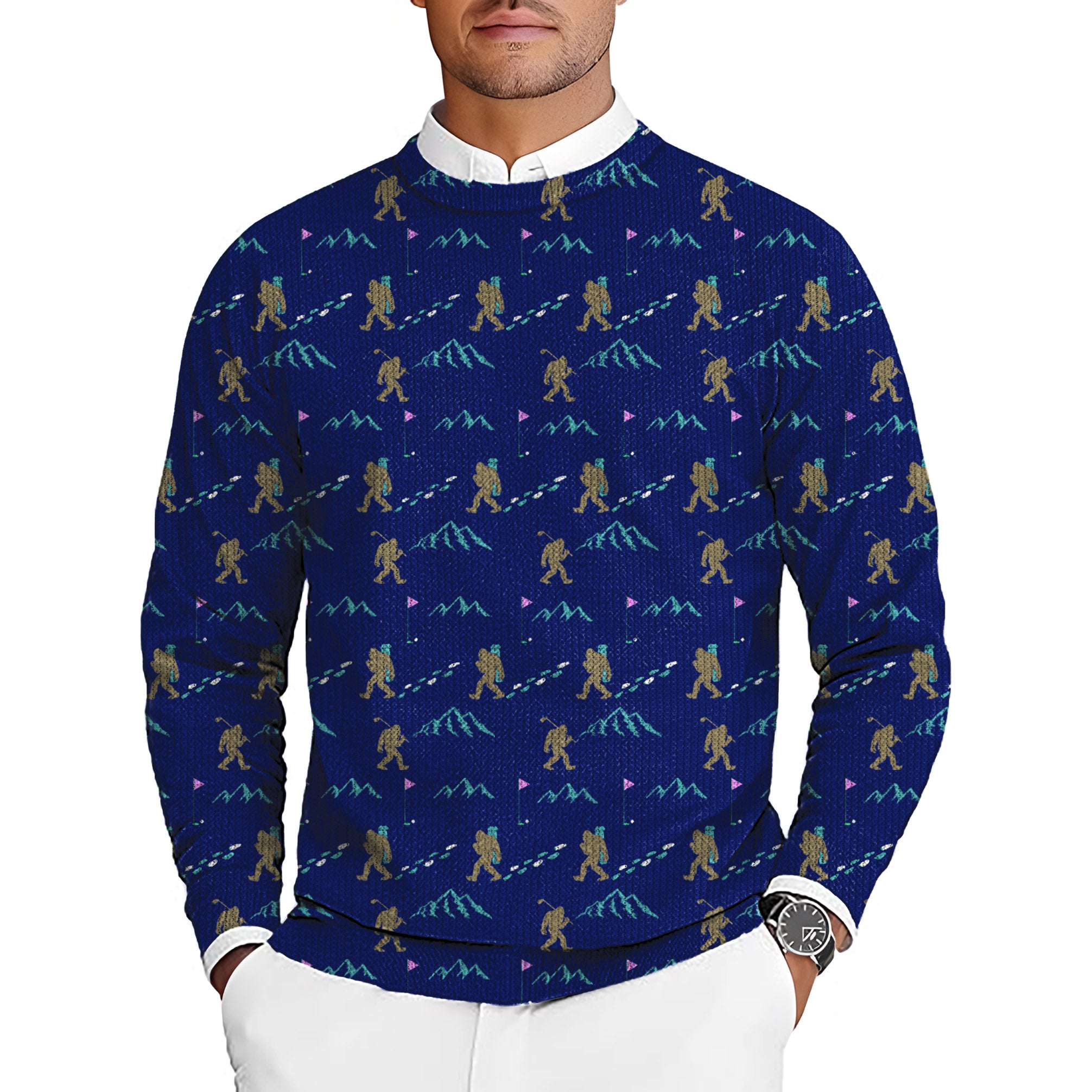 BIG FOOT Men's Golf Crewneck Pullover Sweaters Ugly Sweater