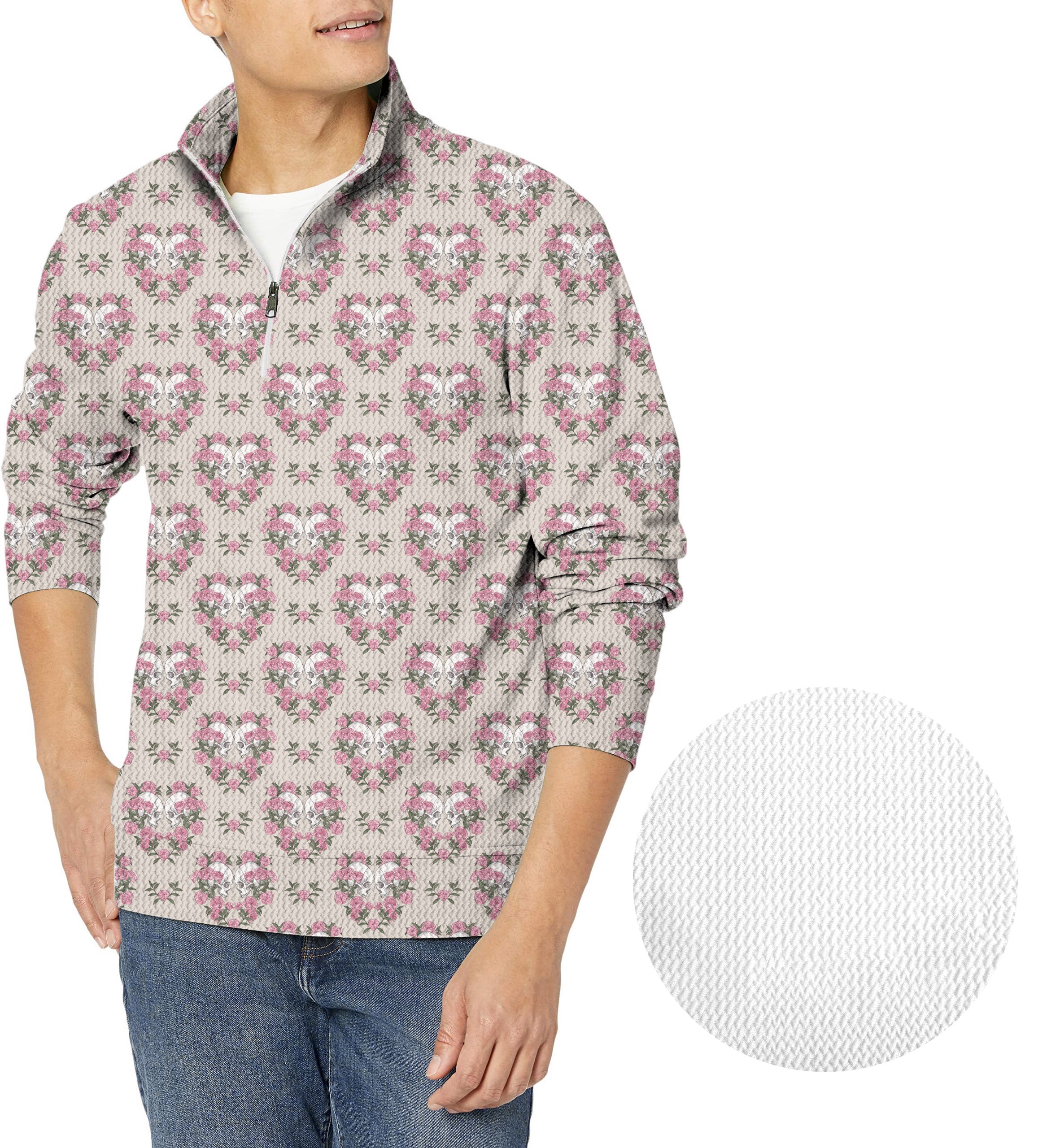 Halloween Skull Rose Men's Golf Waffle Zipper Pullover