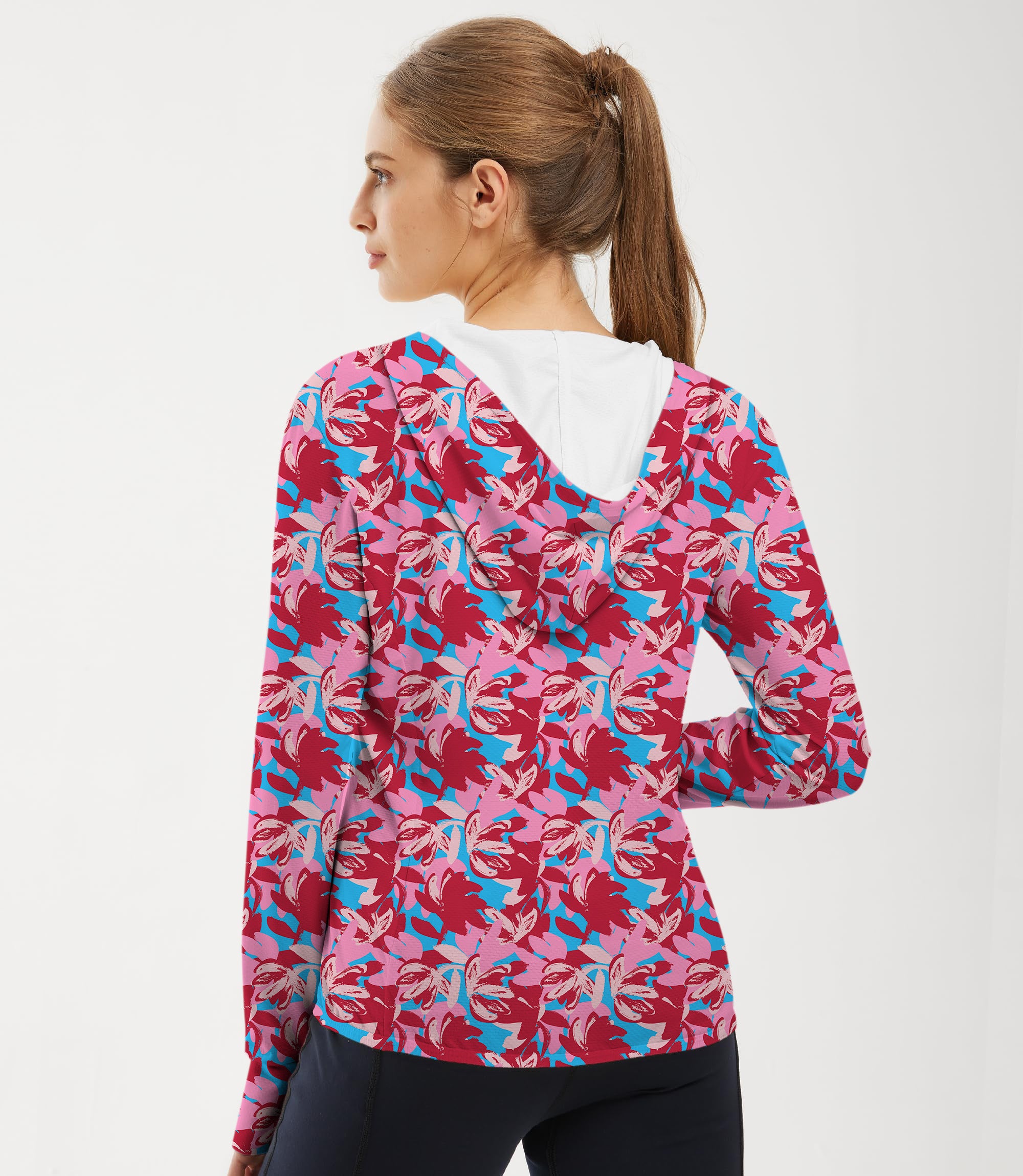 Women's Outdoor Oil painting of flowers Golf Sun Protection Slim Fit zip hoodies