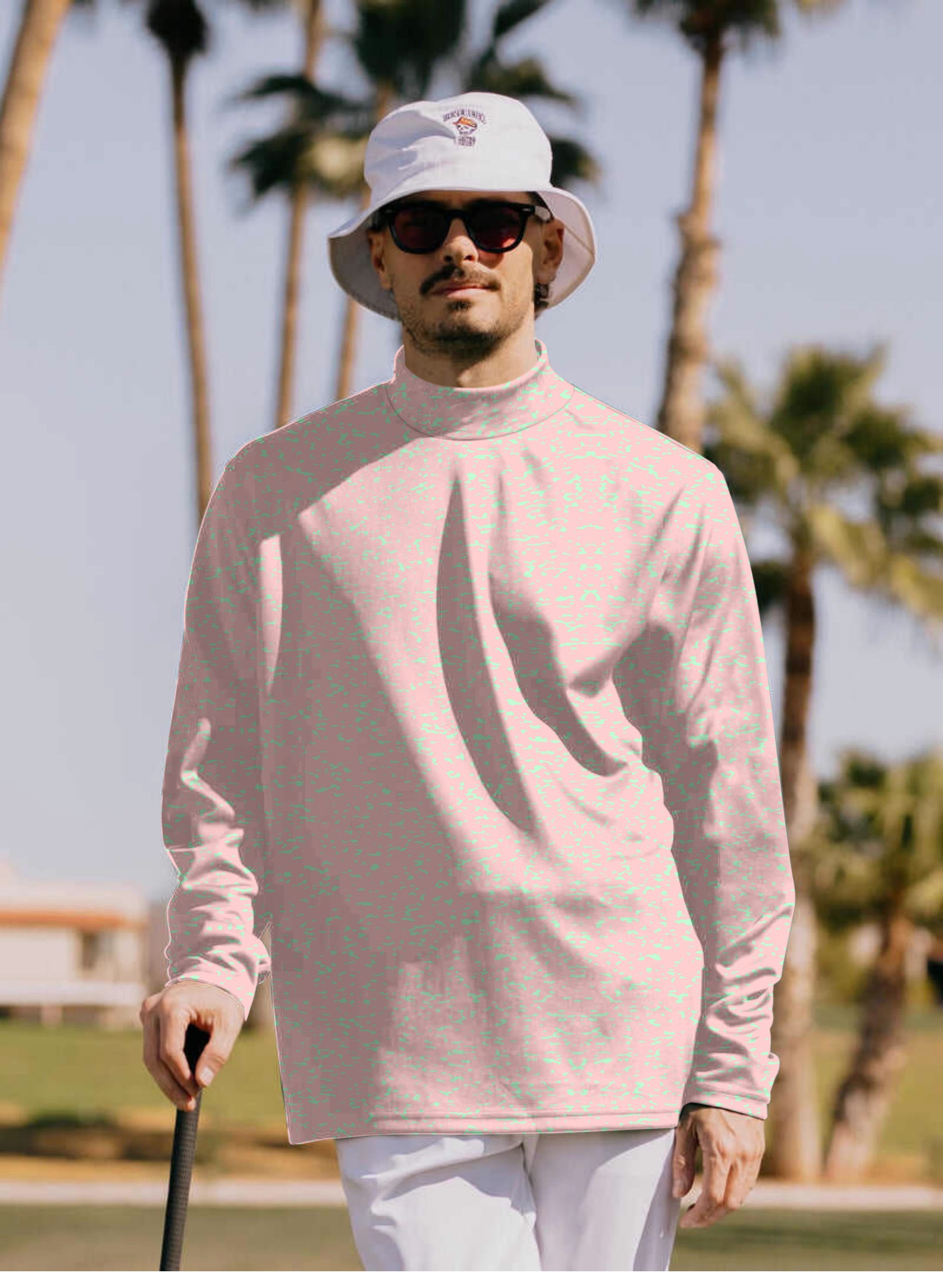 Men's Pastel Pink Fusion Pullover High neck Long/Short sleeve T-Shirt