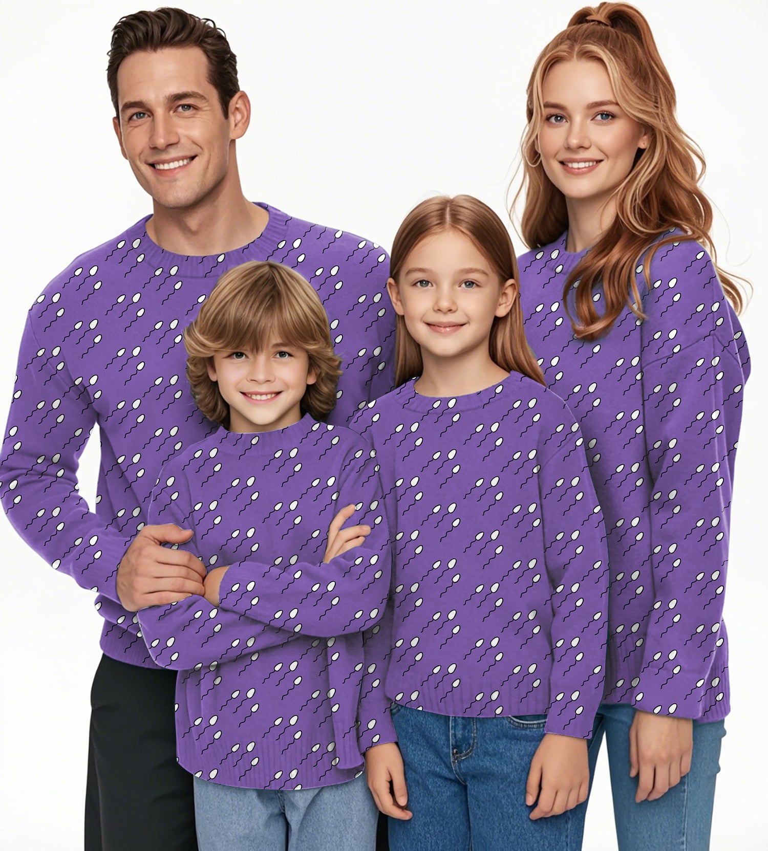 Abstract Sperm Lines Crewneck Pullover Ugly Sweater Men Women boy girl family