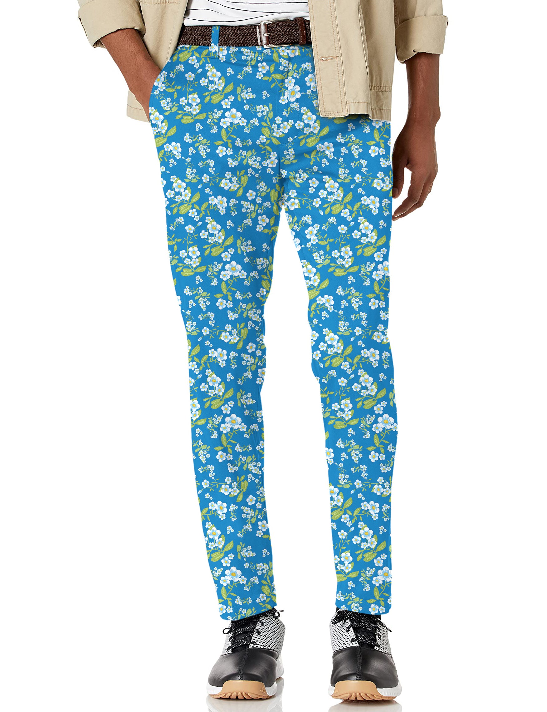 Men's Blue Daisy Stretch Golf pants trousers