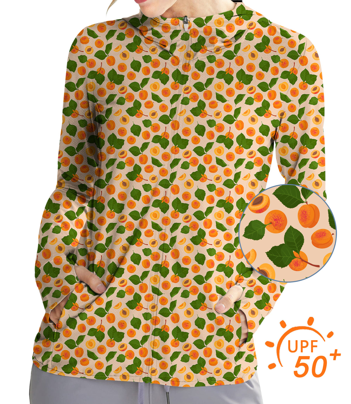 Women's Outdoor Peach leaves Golf Sun Protection Slim Fit zip hoodies