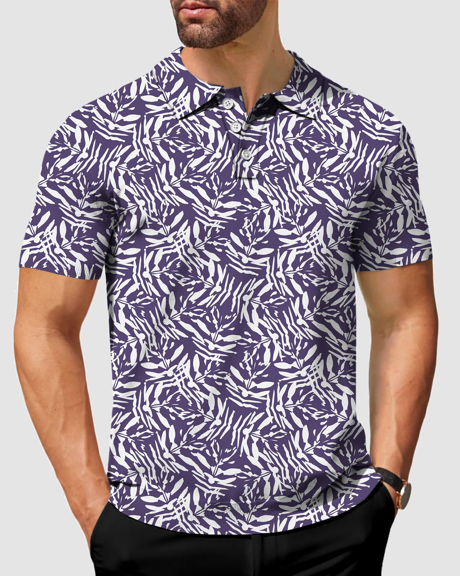 Men's abstract Navy Golf Polo