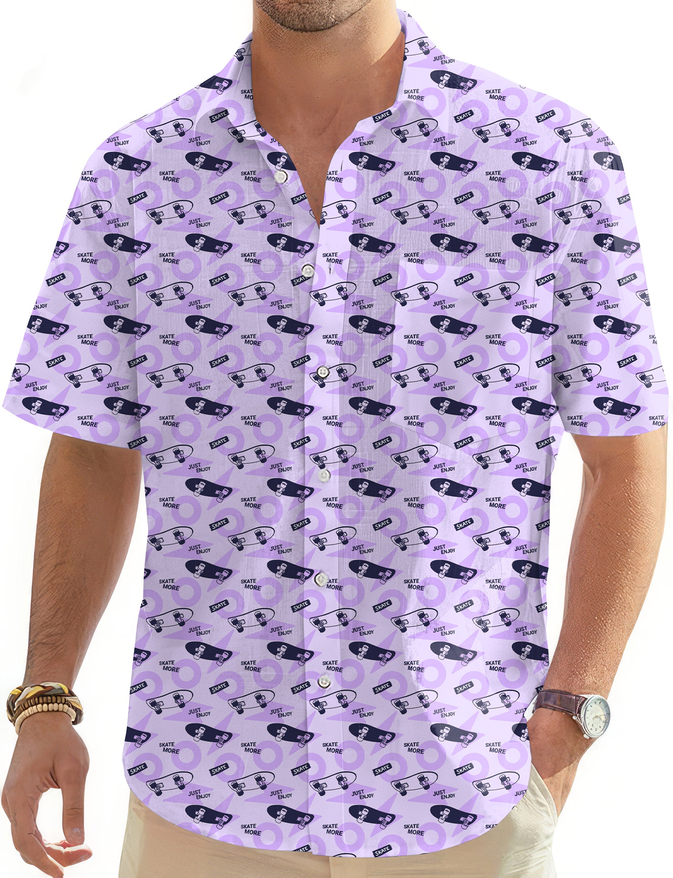Purple Skate More Men's Golf Hawaiian Shirts Button Down Shirt