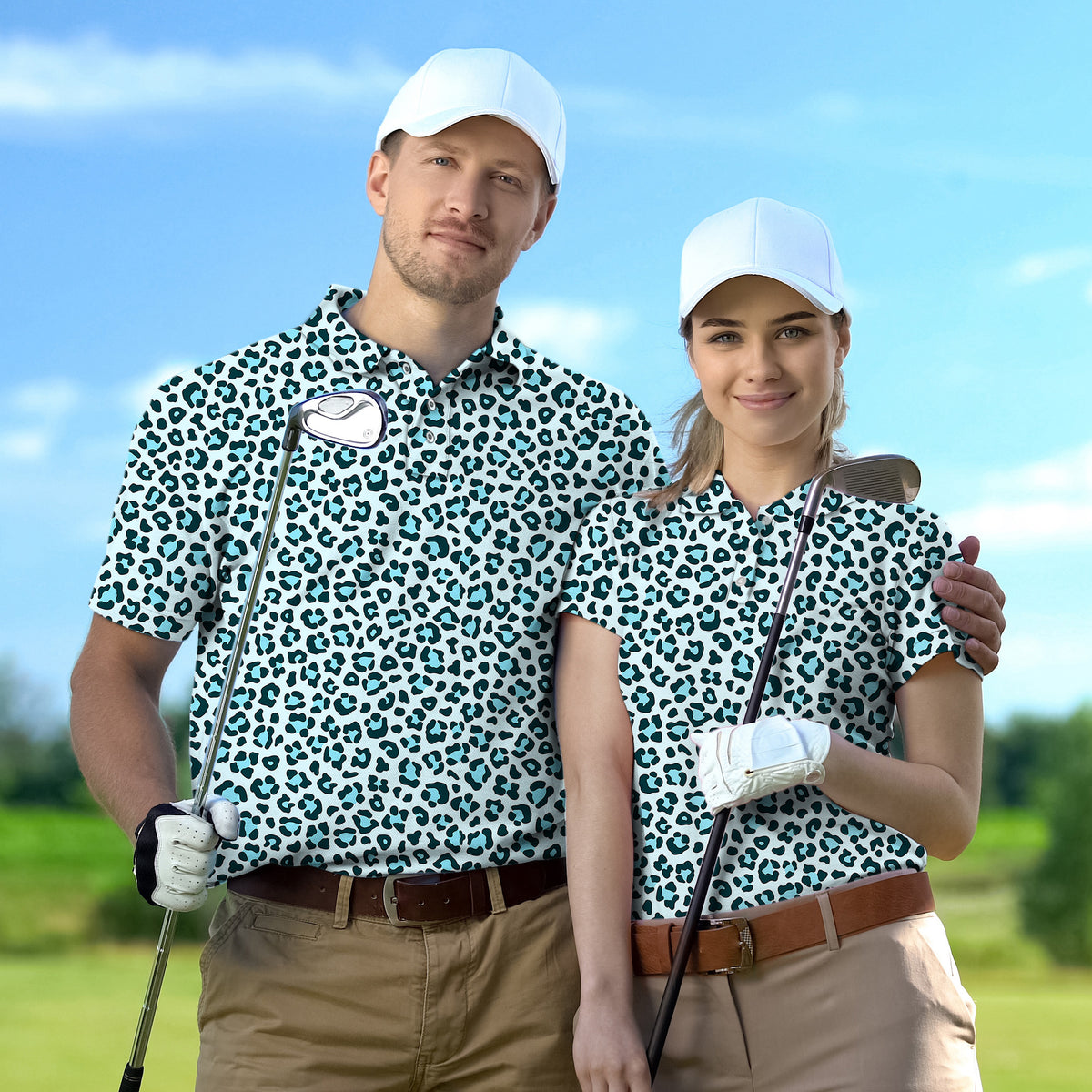 Couple Blue leopard print set Golf Championship Trophy tournament