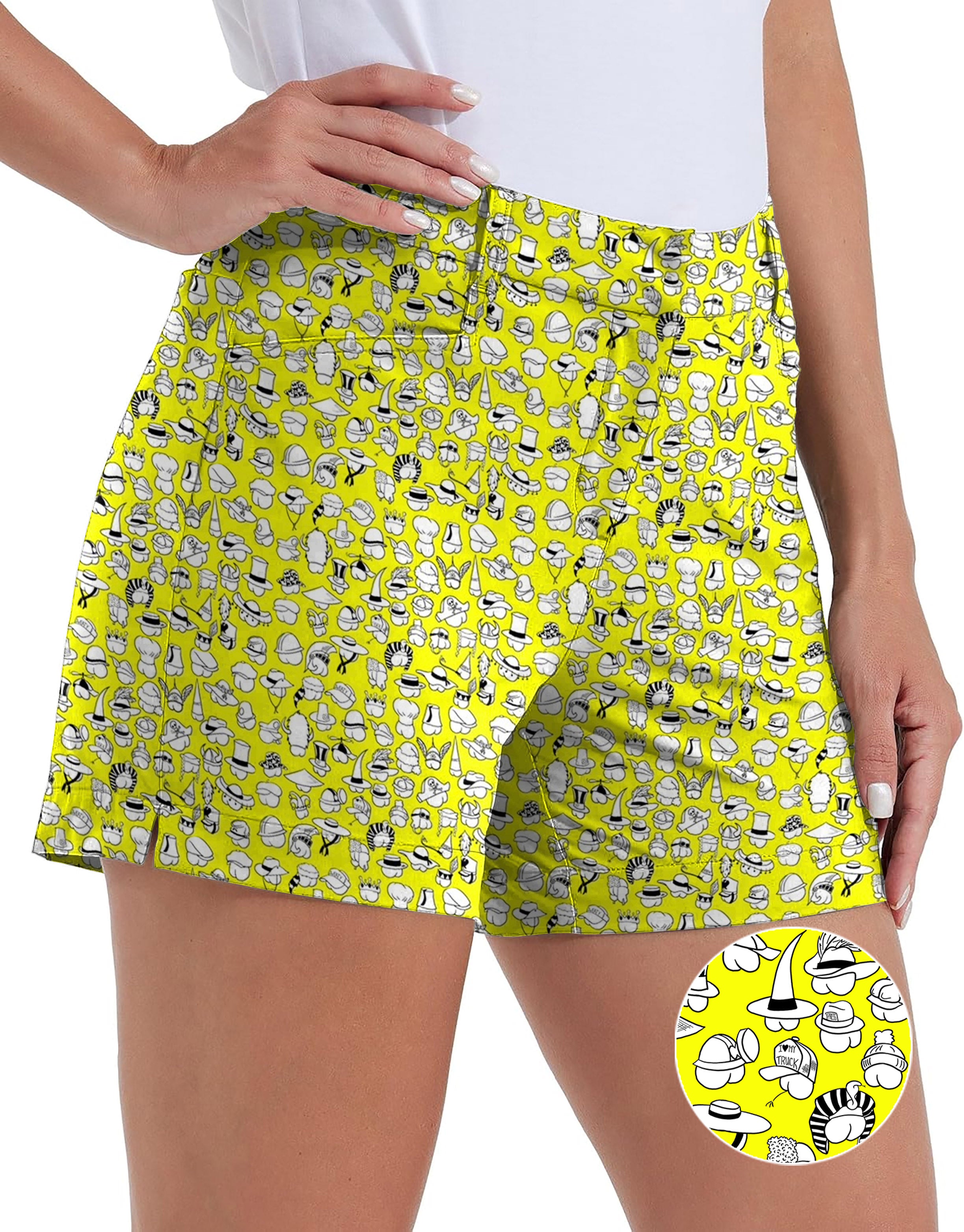 Yellow Versatile Hips Designer style Polo Own Logo 4.5/7/10 Golf Shorts Quick-Drying Woman Outdoor Casual Shorts With Pockets Waterproof