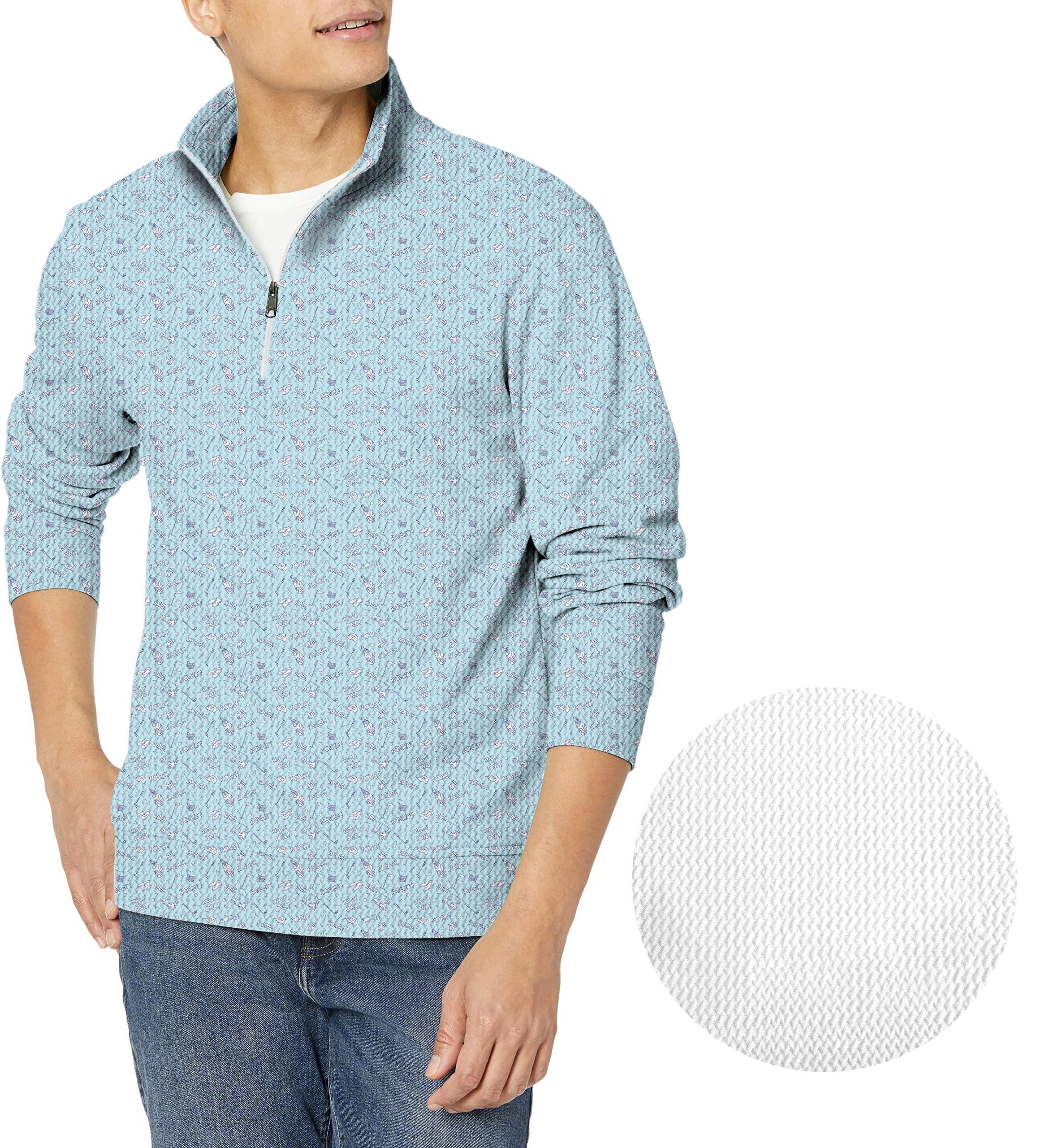 Golf doodle-Men's Golf Waffle Zipper Pullover