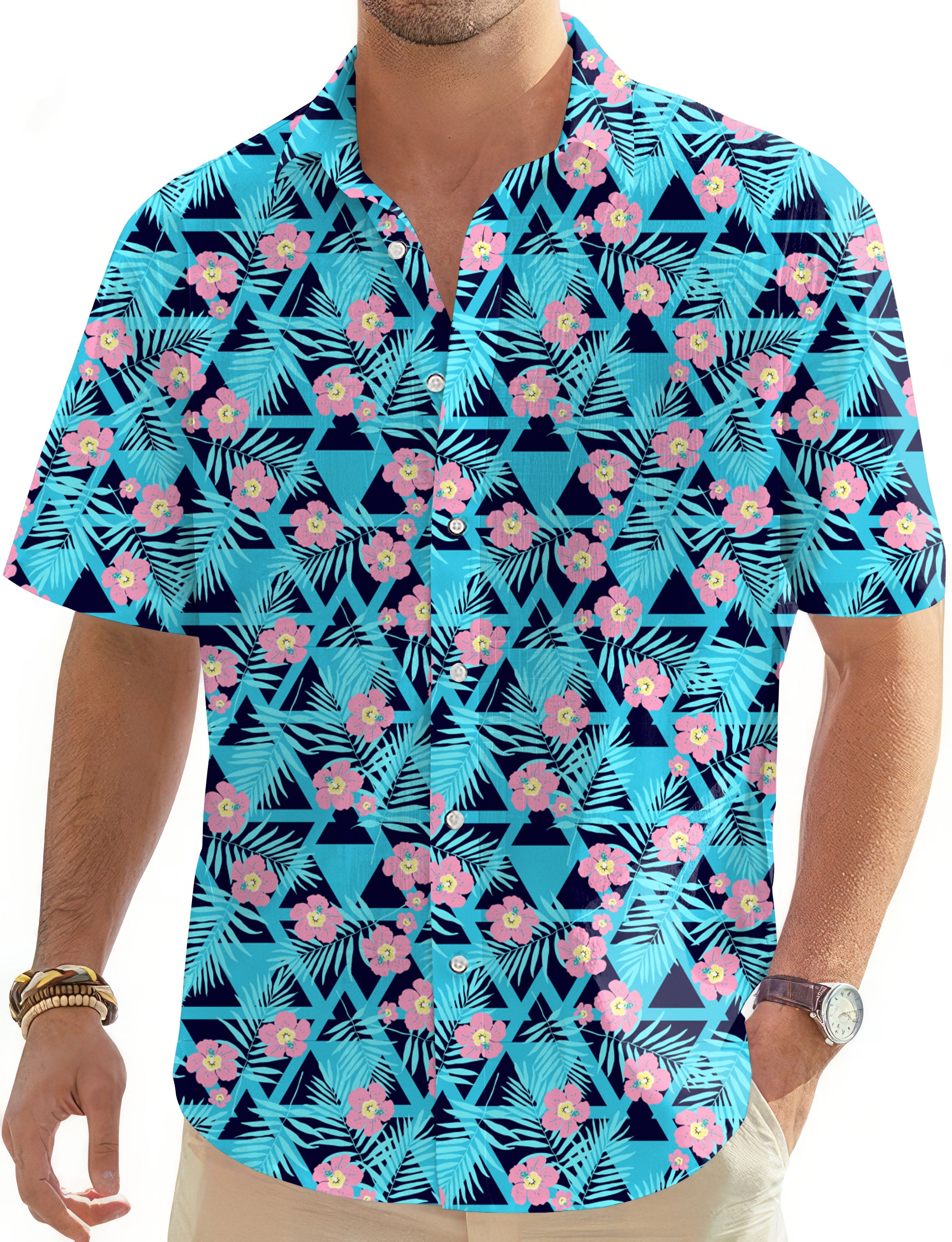 Tropical Bloom-Men's Golf Hawaiian Shirts Button Down Shirt