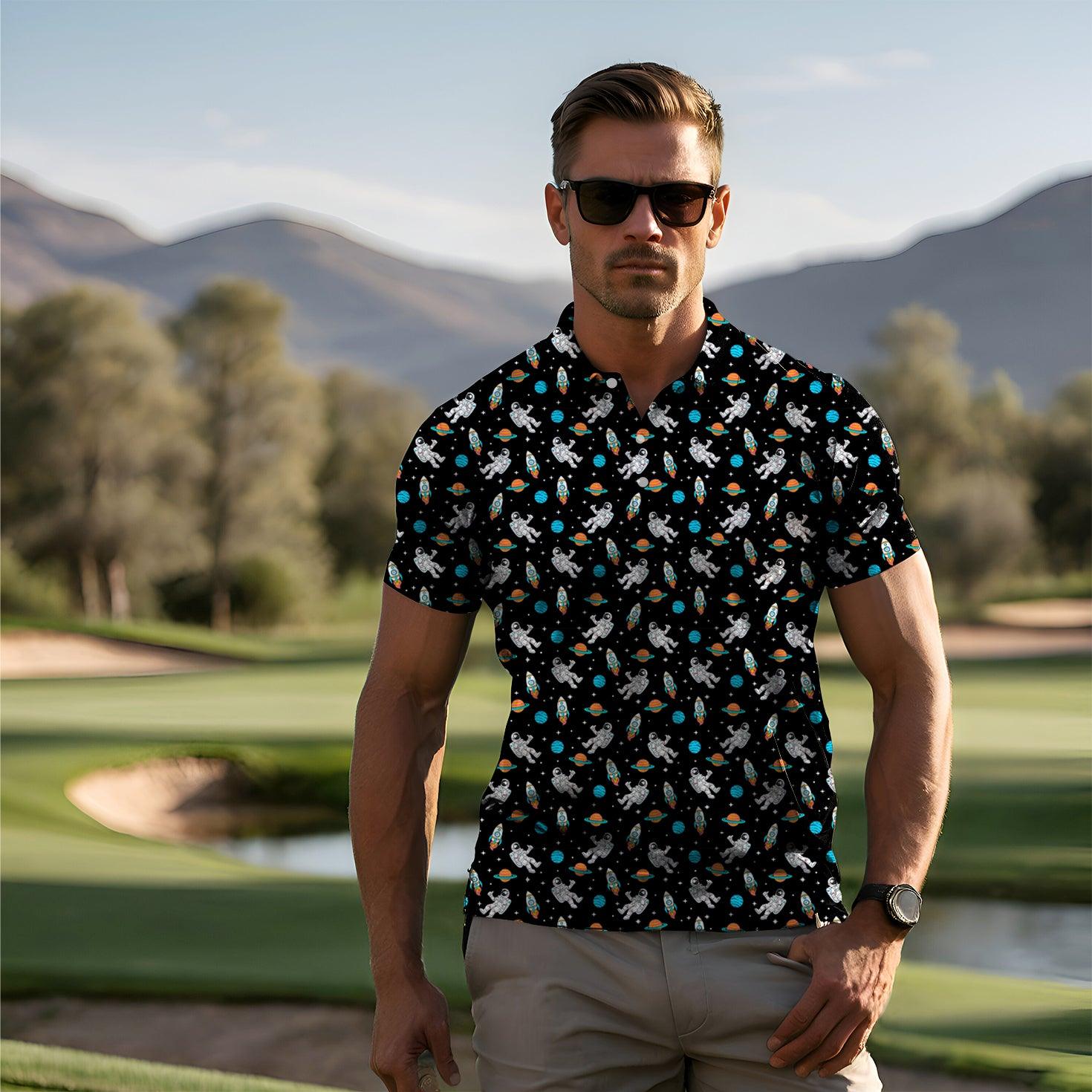 Men' Astronauts and Planets golf polo