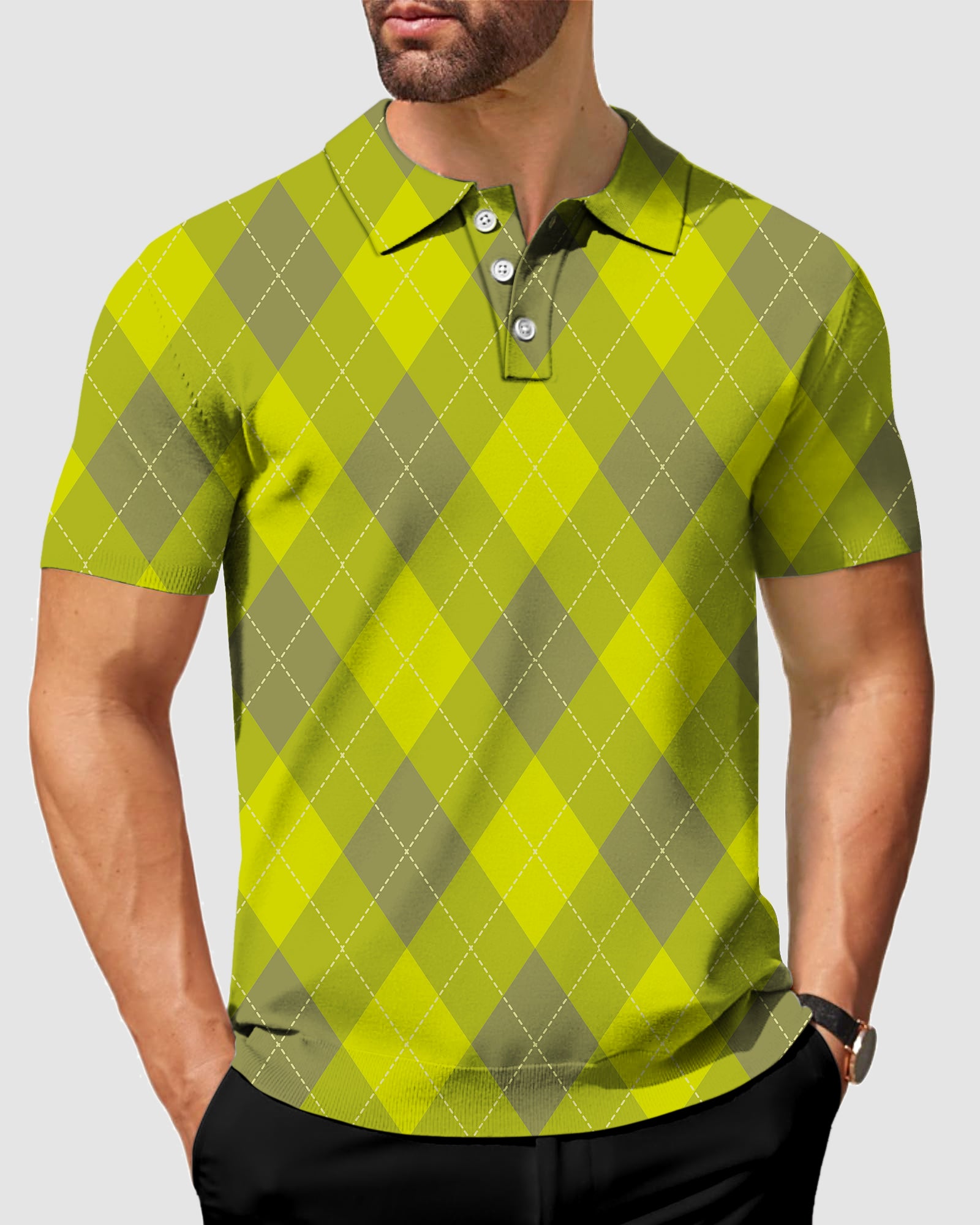 Men's Yollow Argyle Polo