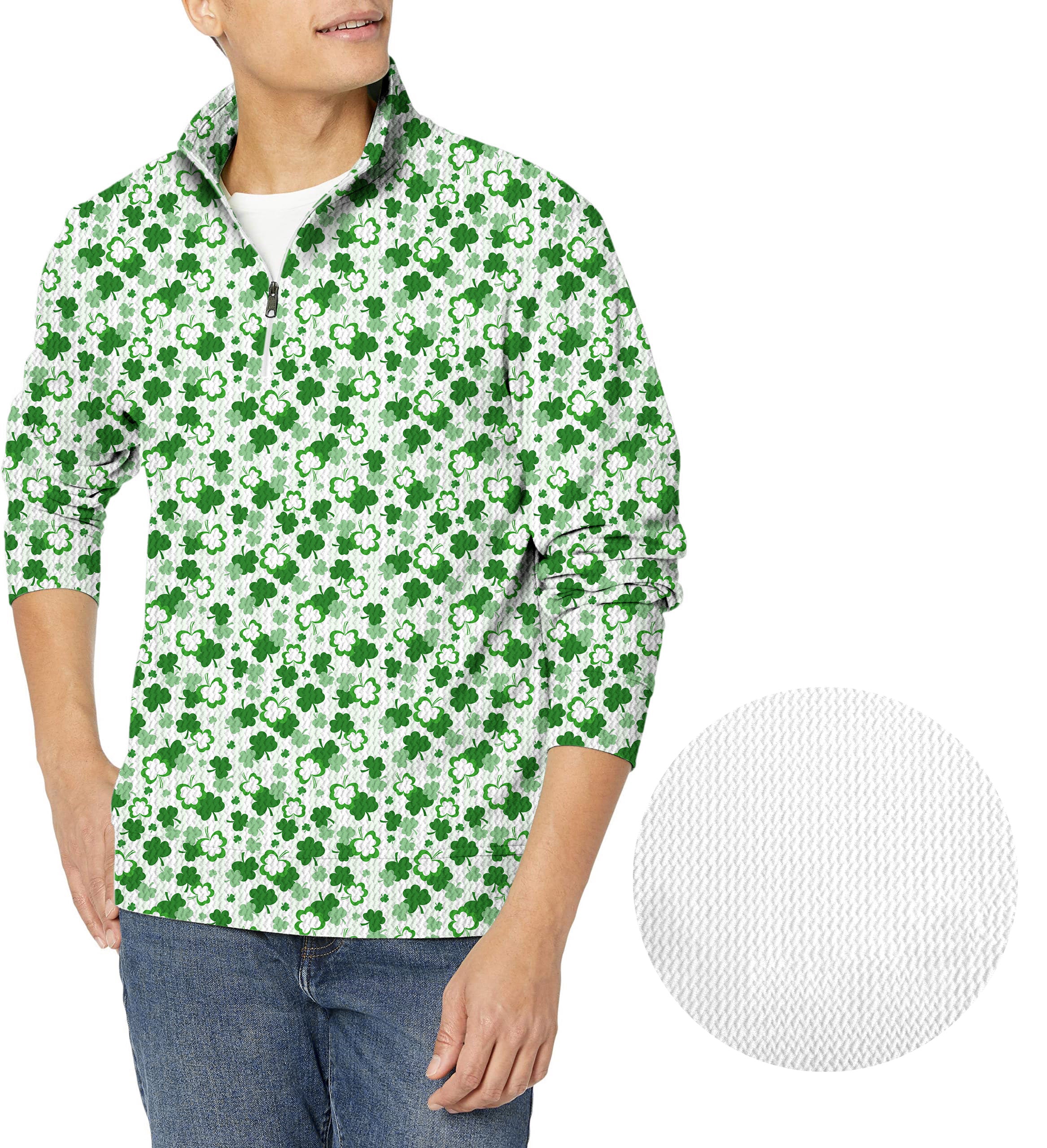 Leaf clover St. Patrick's Day-Men's Golf Waffle Zipper Pullover