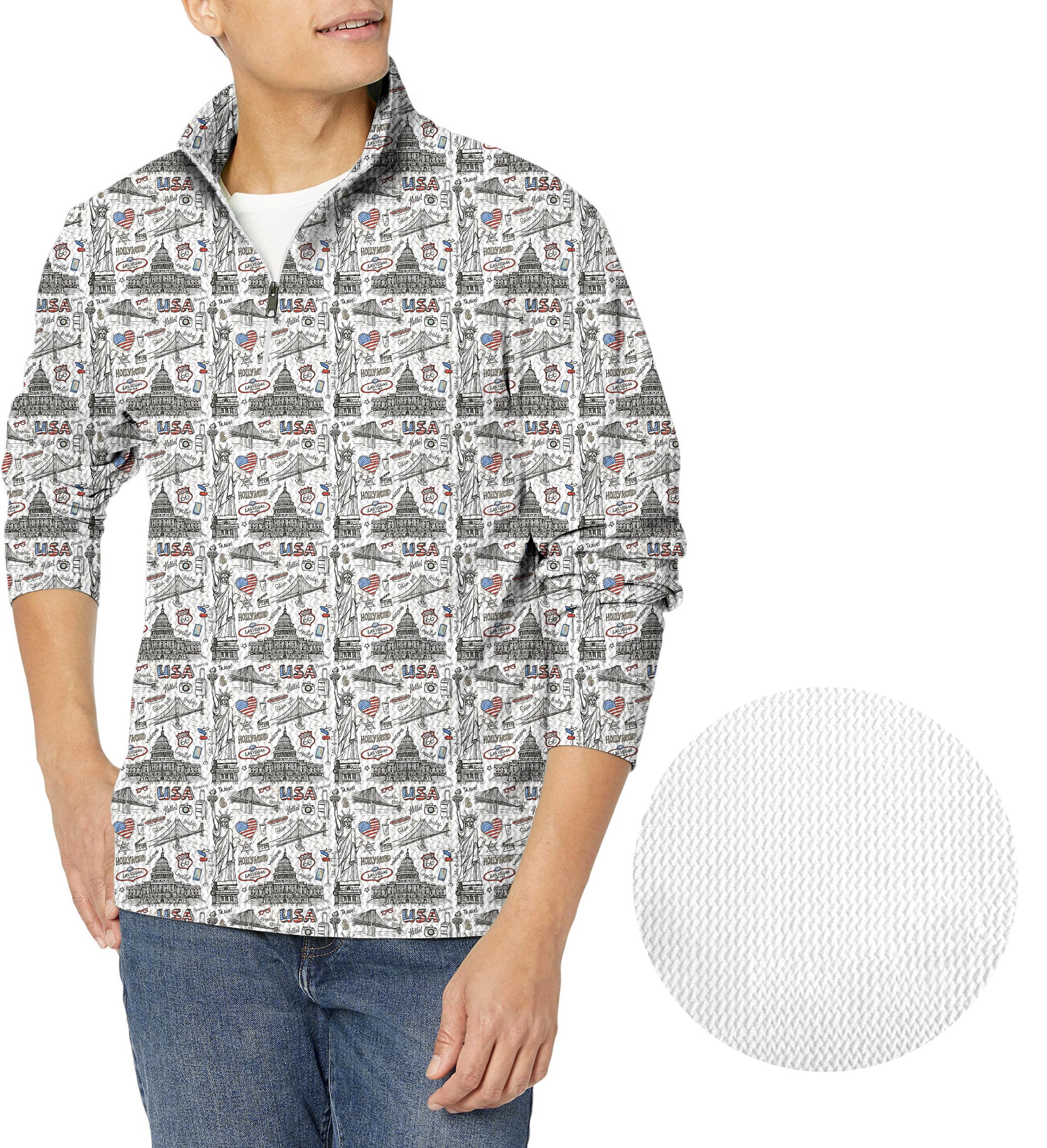 American travel-Men's Golf Waffle Zipper Pullover