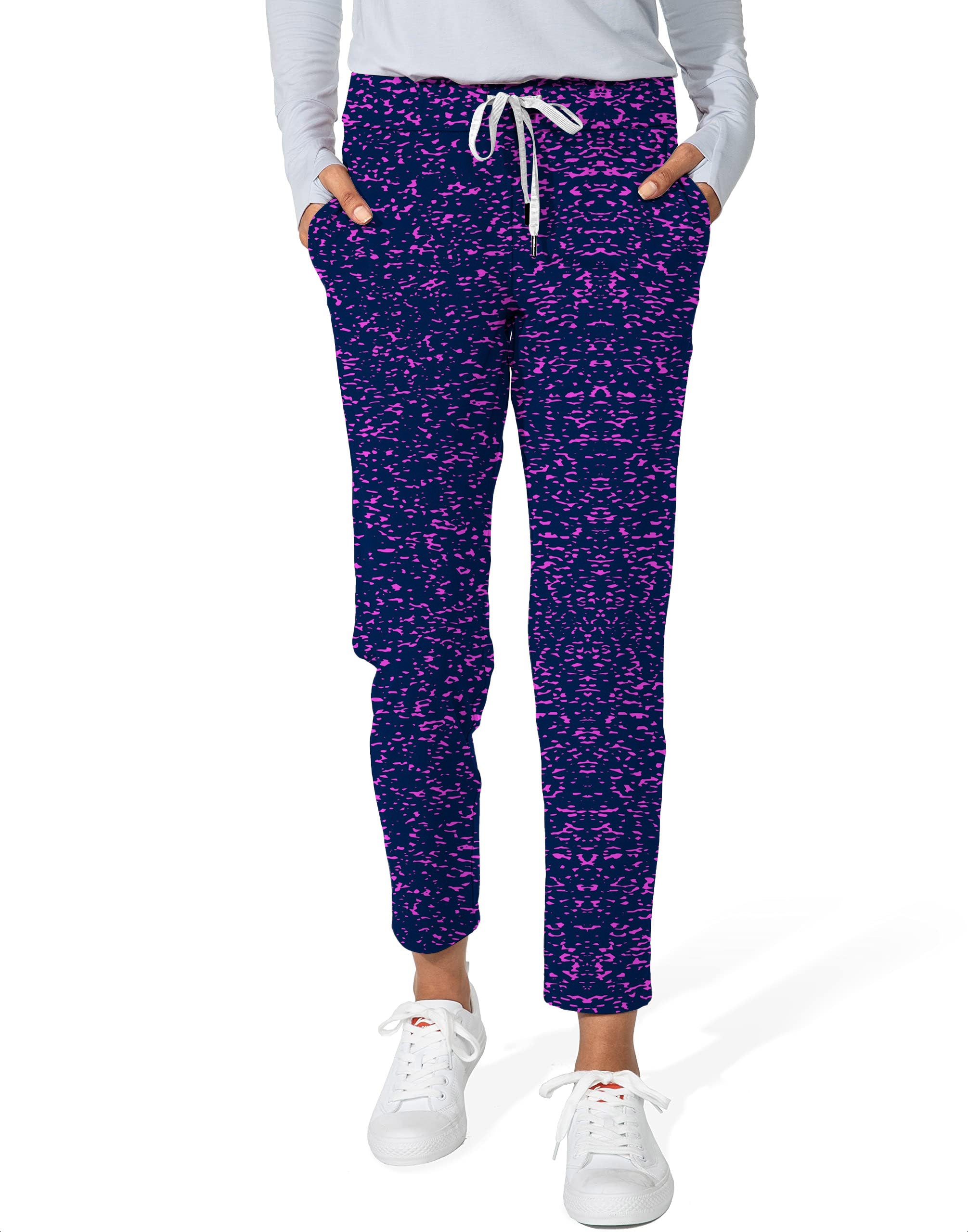 Purple spots-Women's 7/8 Stretch Ankle Golf Pants