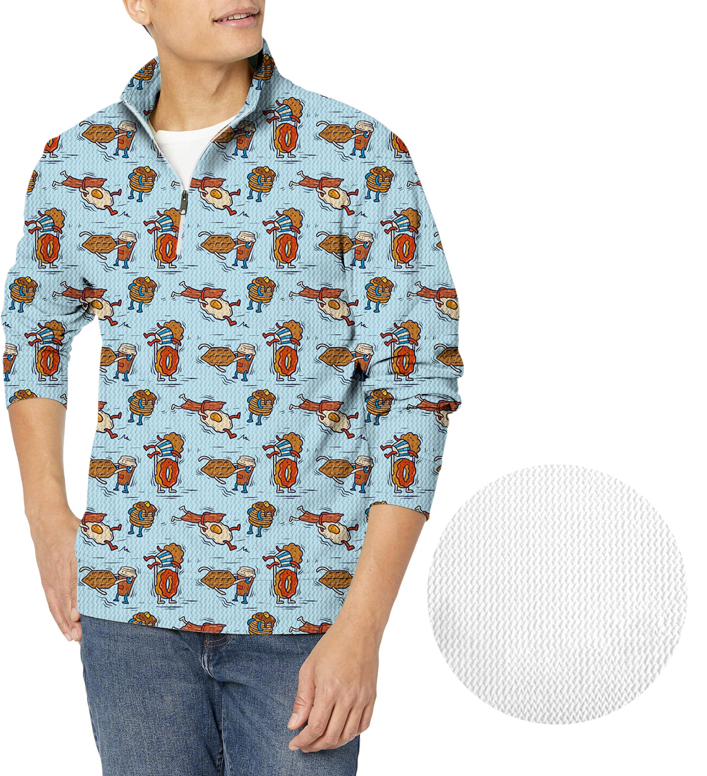 Breakfast Brawl-Men's Golf Waffle Zipper Pullover