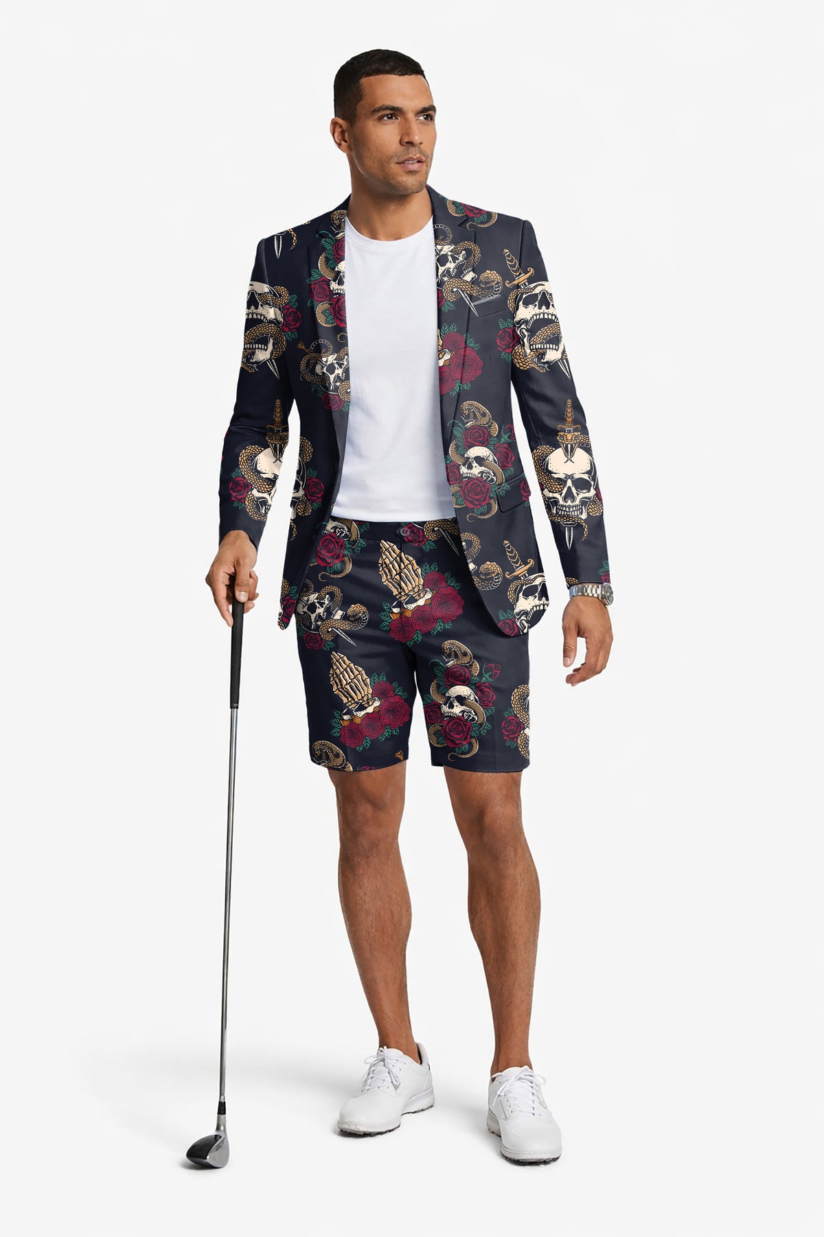 Halloween Snake Skeleton Men's Party Costumes-Theme Party 2pcs Suit set-Blazer Shorts
