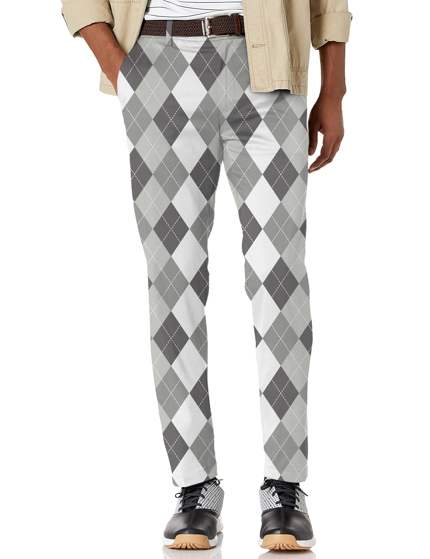 Men's grey Argyle Stretch Golf Pants