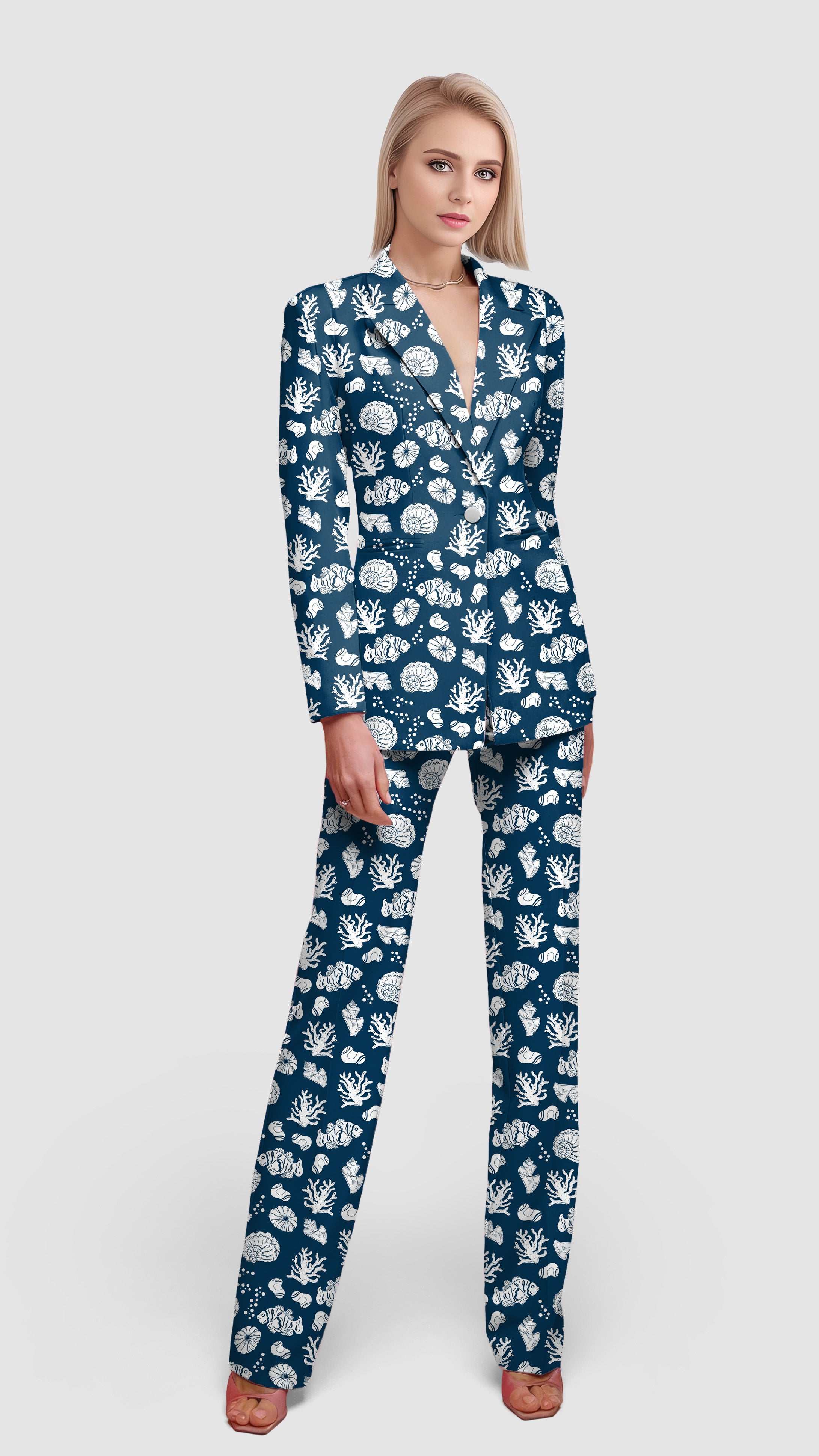Tropical Fish-Women's Blazer Casual Work Office Blazer Suit set
