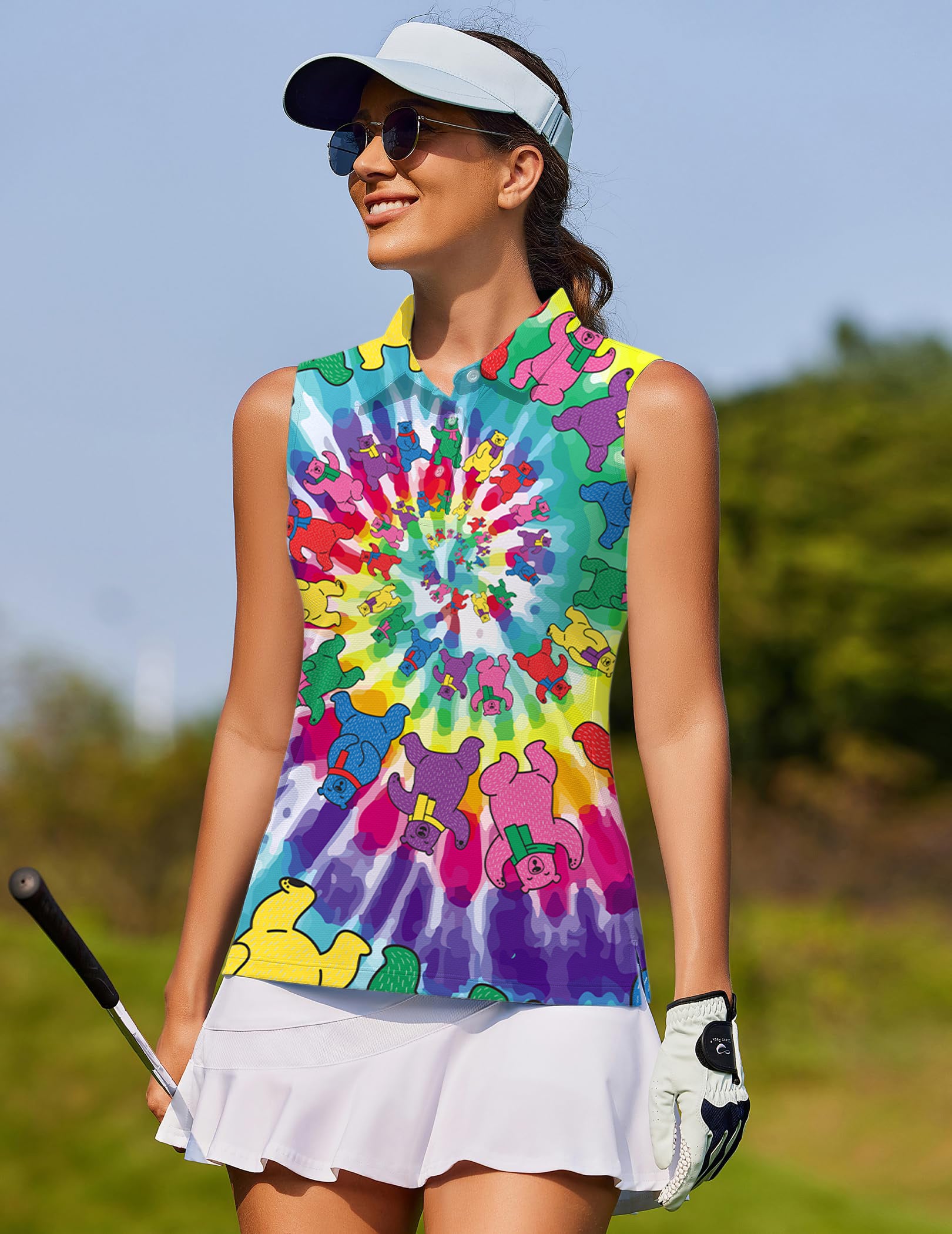 Kaleidoscope Bear-Women's golf Sleeveless shirt