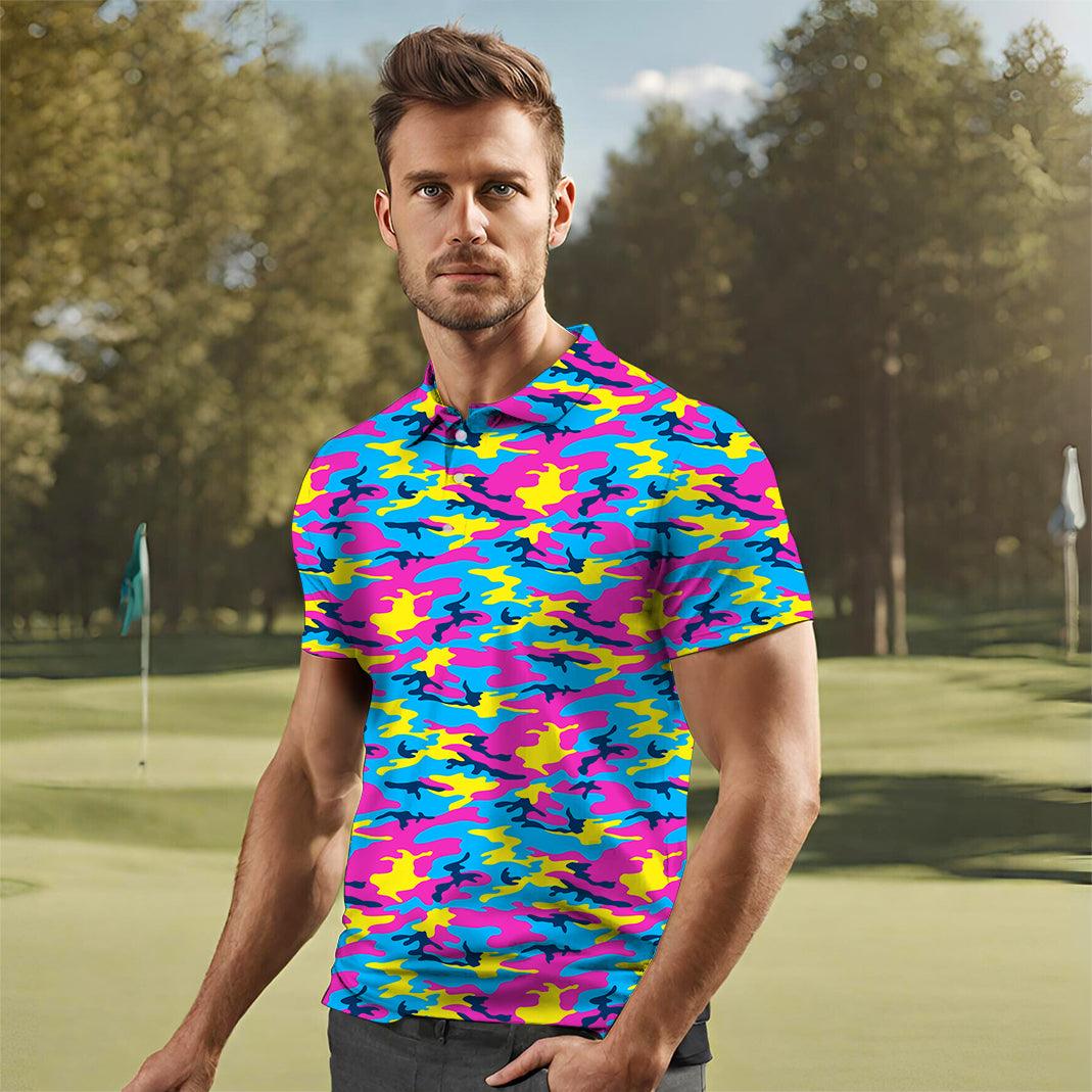 Men's golf polo Neon Camo