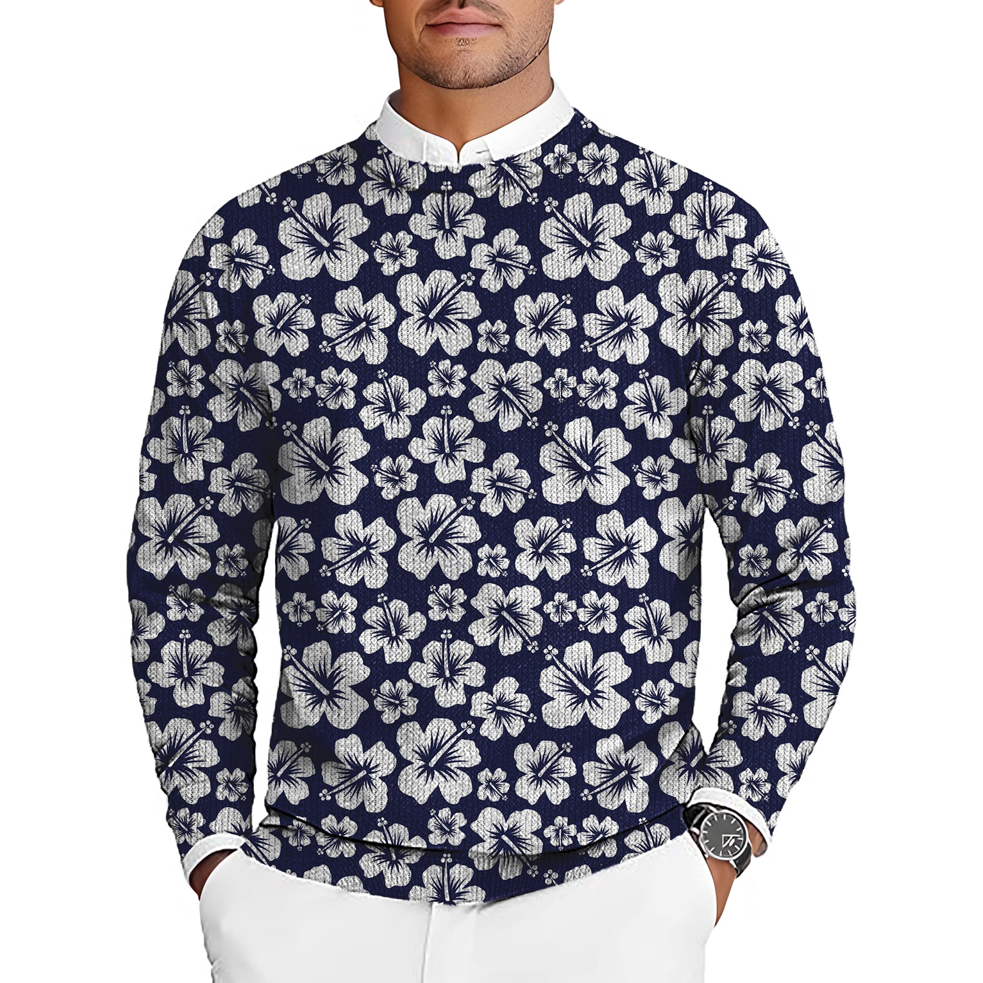 Summer Daisy Men's Golf Crewneck Pullover Sweaters Ugly Sweater