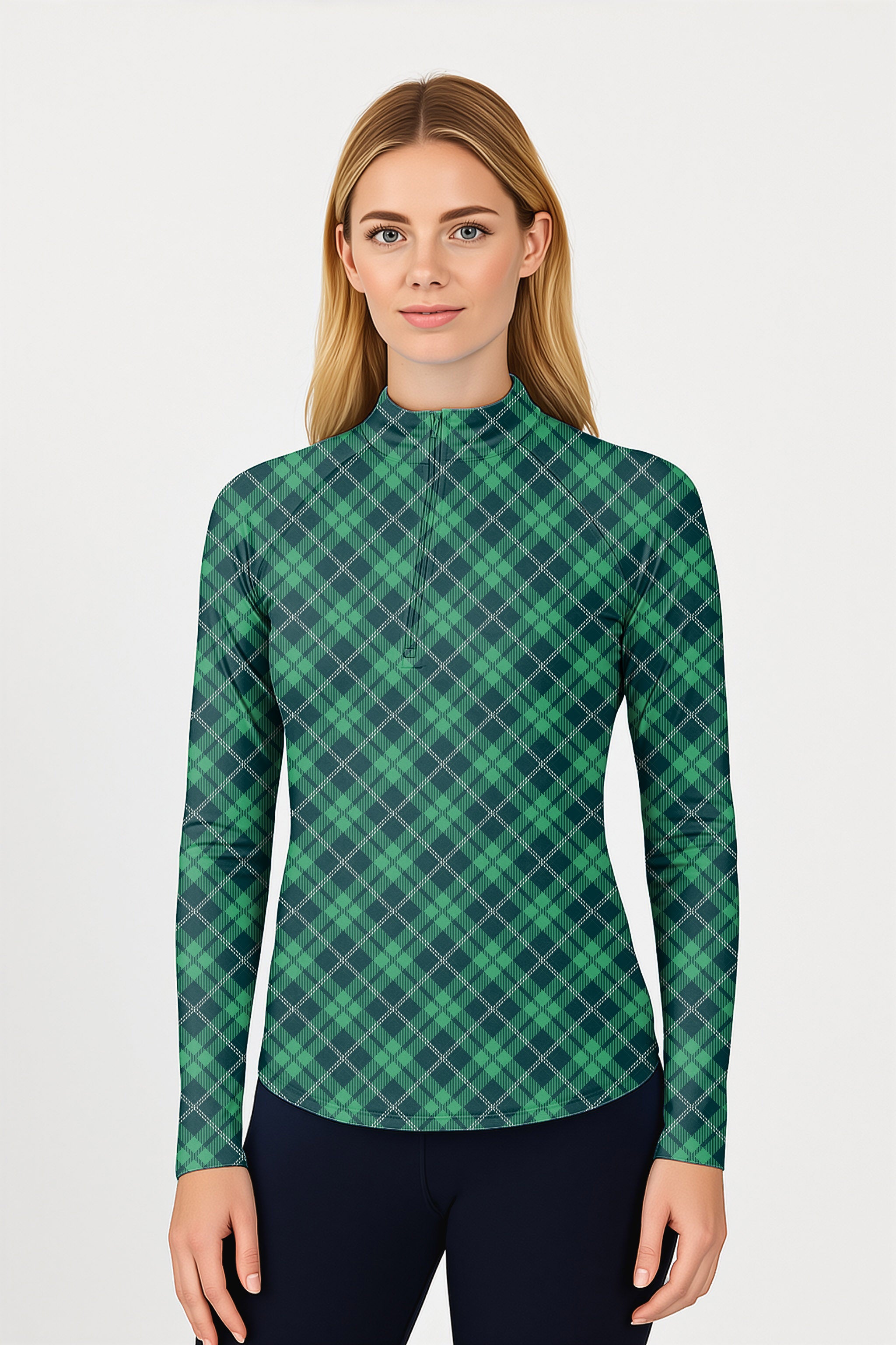 Green Grid  Women's Golf Active 3/4 Zip Top