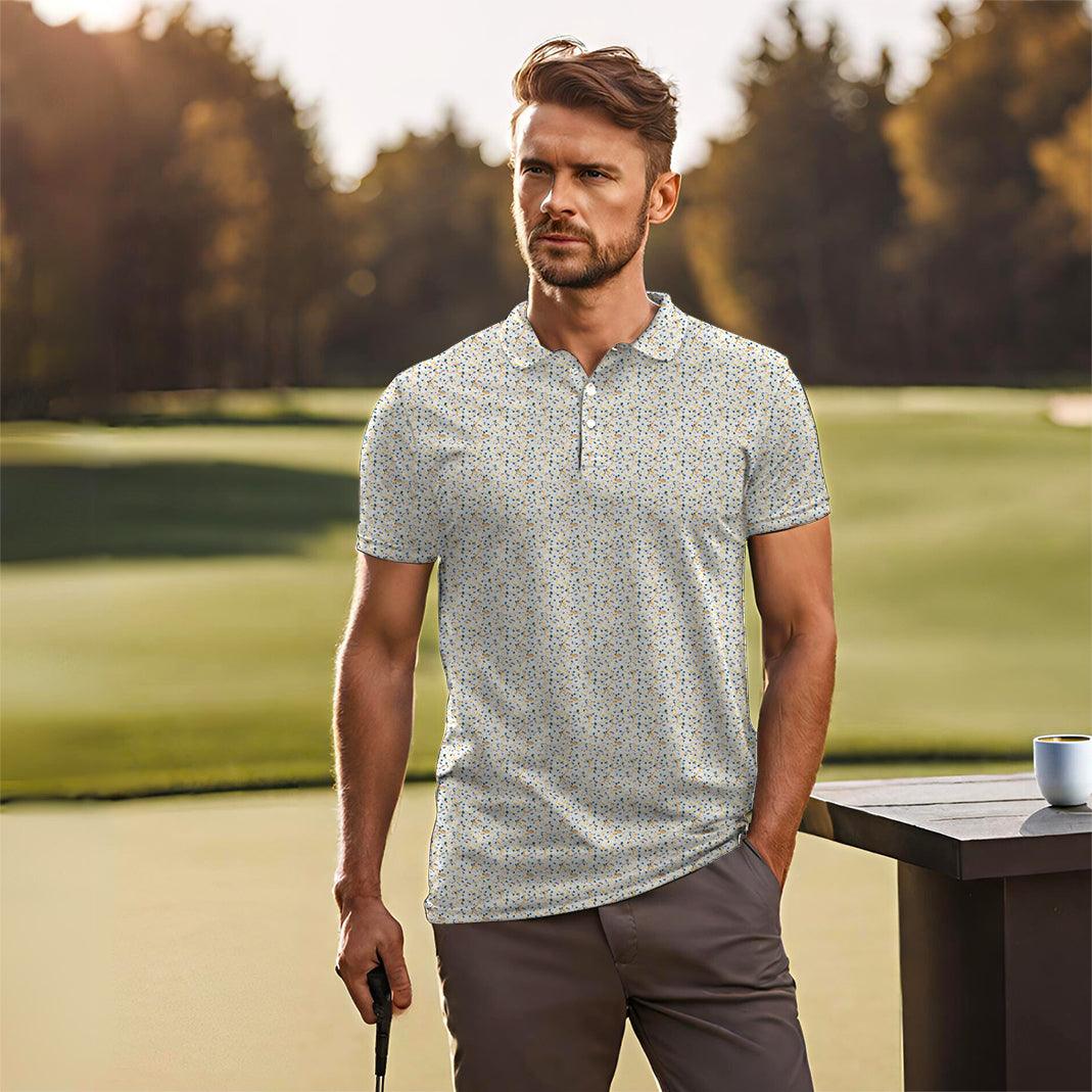 Men's Yellow terrazzo golf polo