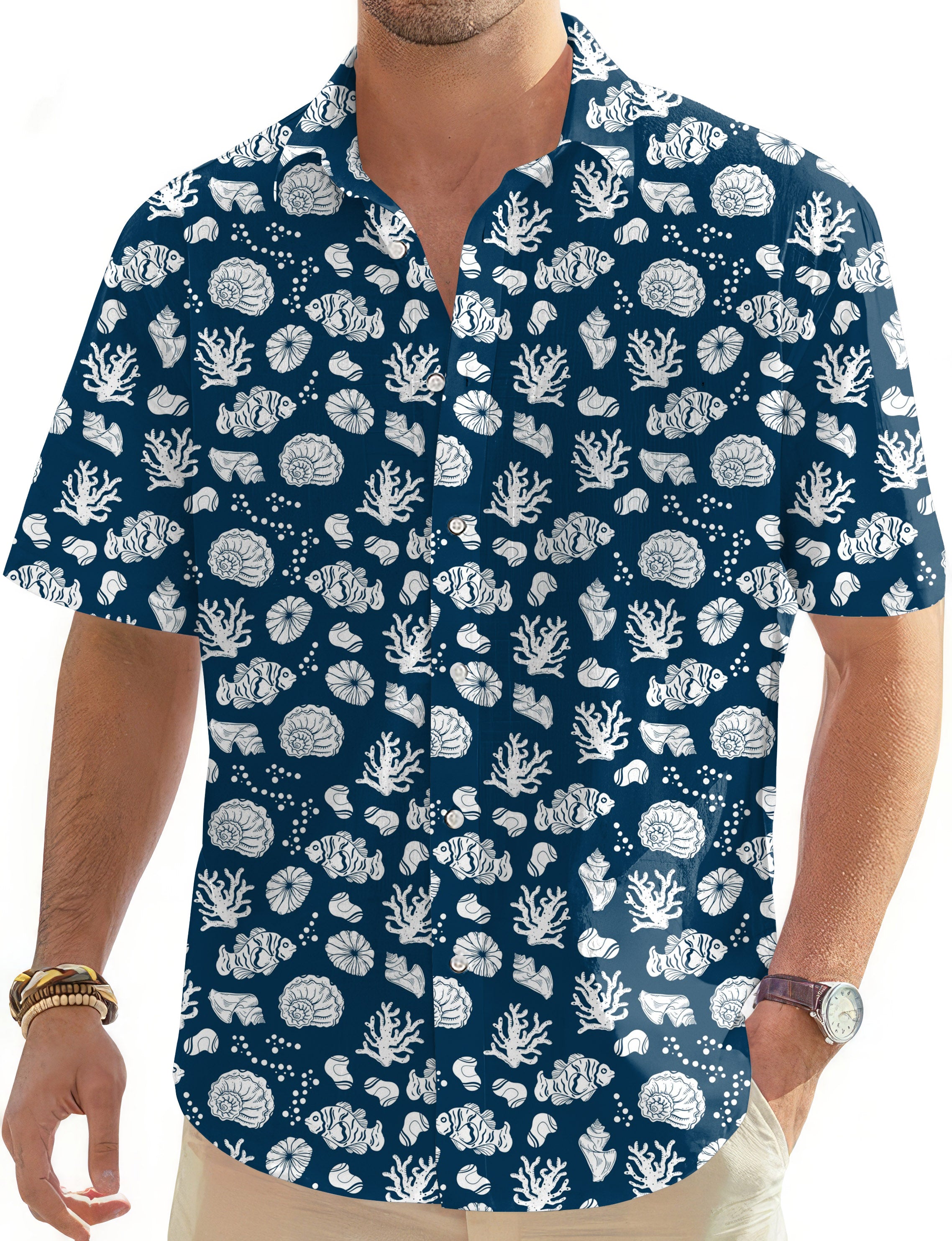 Tropical Fish-Men's Golf Hawaiian Shirts Button Down Shirt