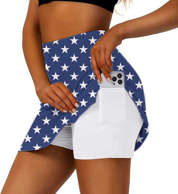 Women's Proud Stars Golf Skirts Inner Shorts Pocket