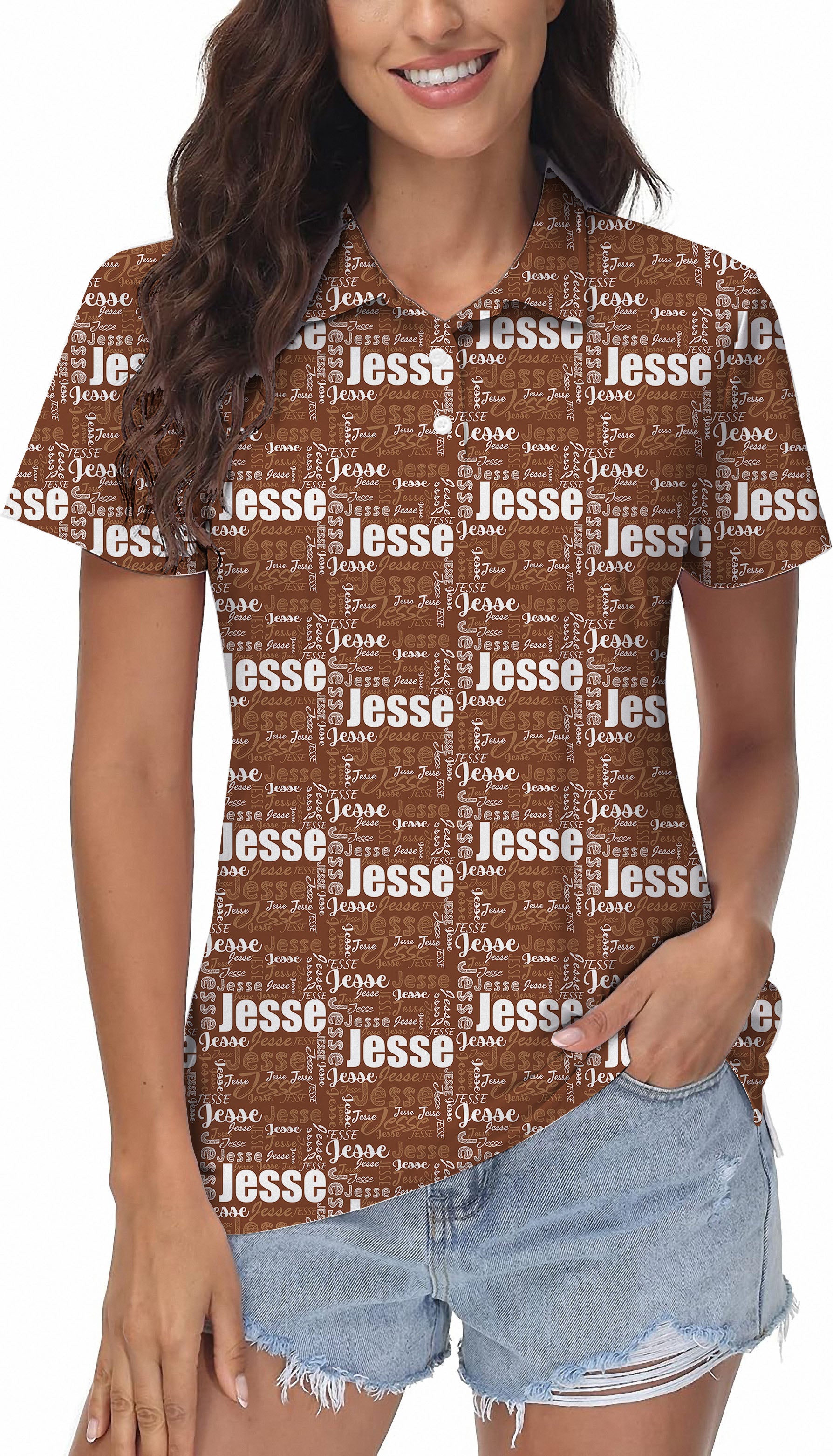 Custom name brown Women's Golf Polo