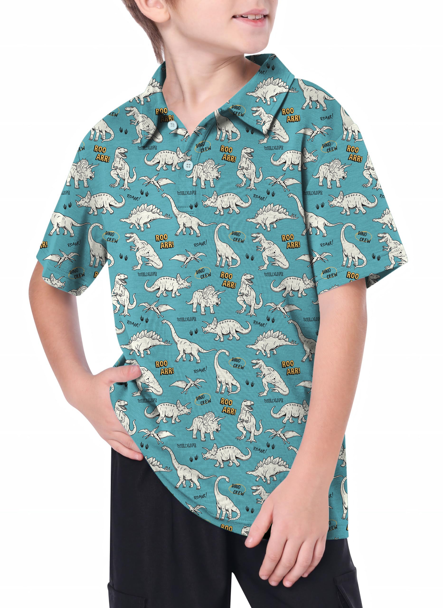 Youth Dinosaurs rawr Golf Polo