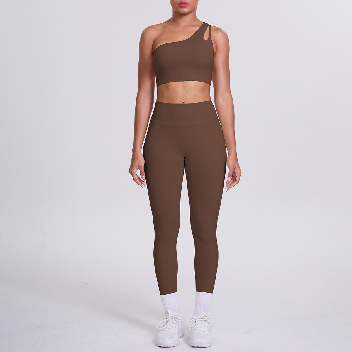 Women's One Shoulder Cutout Back Yoga Set - High Waist Scrunch Butt Leggings Sports Bra Workout Set