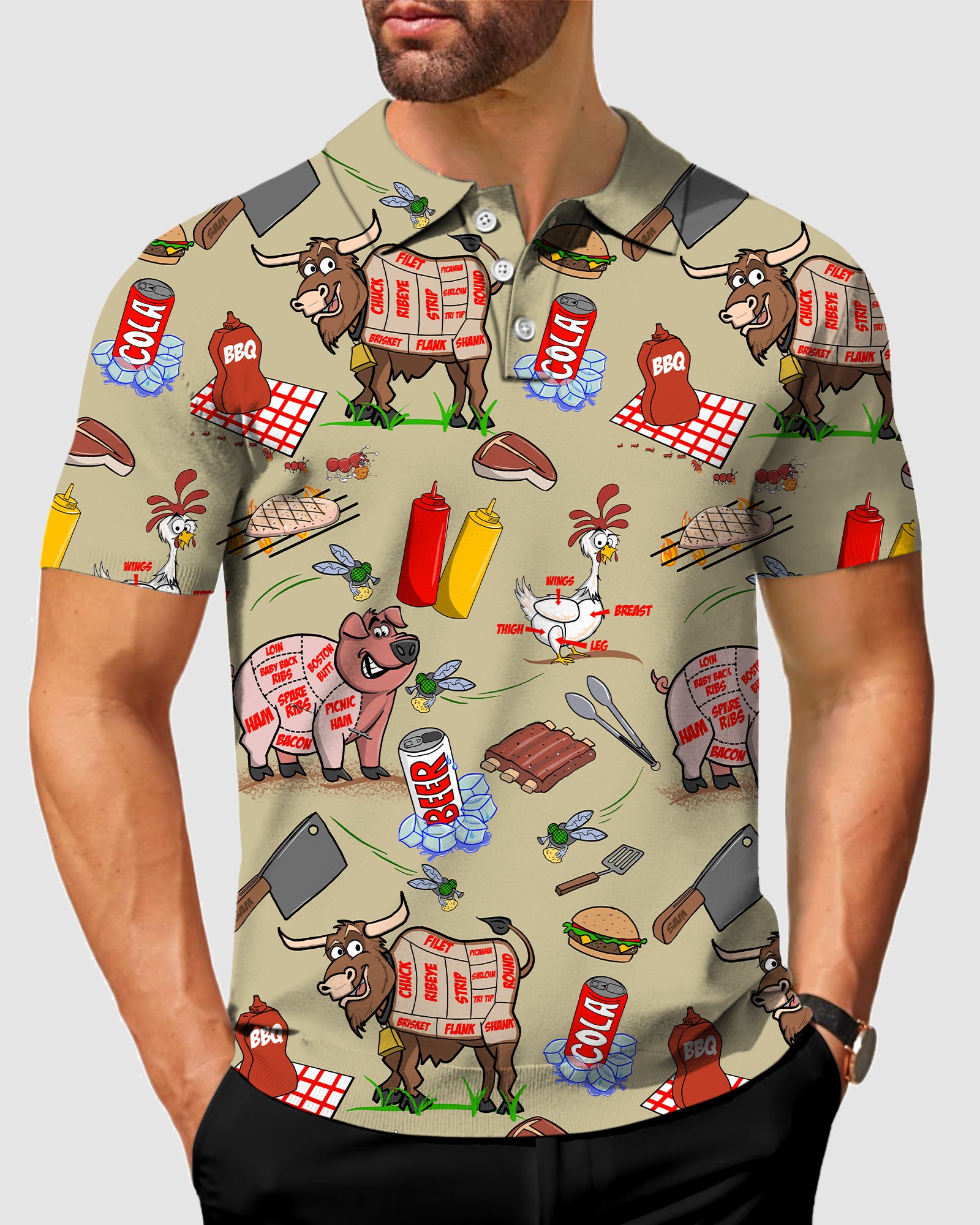 Men's BBQ Designer style Polo