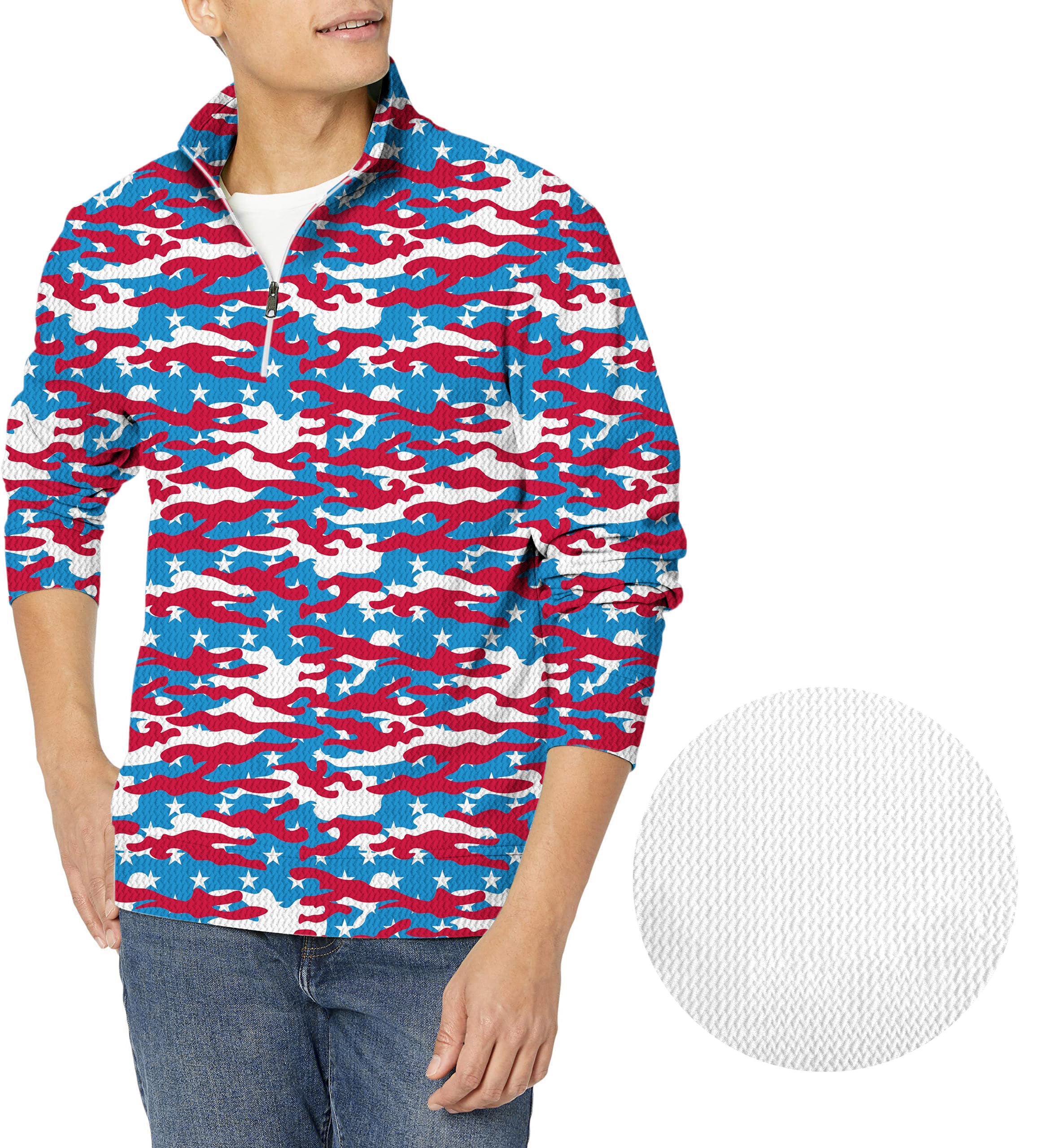 Patriotic Camo-Men's Golf Waffle Zipper Pullover