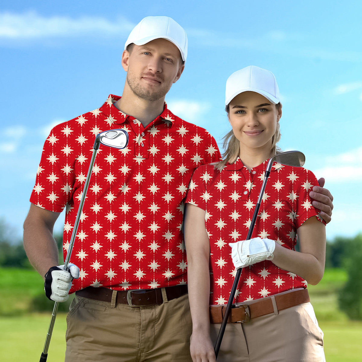 Couple Christmas Star set Golf Championship Trophy tournament